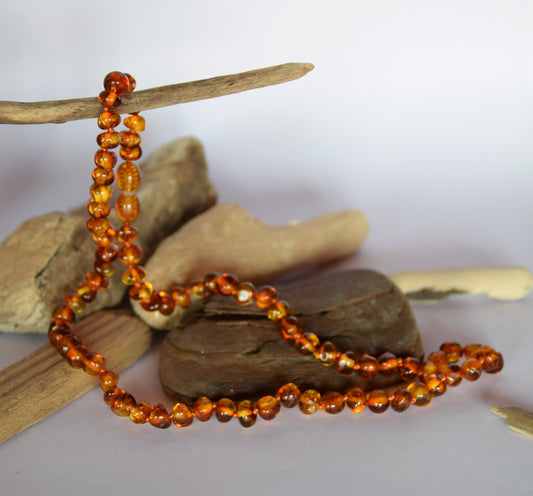 MJ Baltica, necklace, natural Baltic amber, protective, healing, spheres, cognac, elegant, unisex, BKoBB037