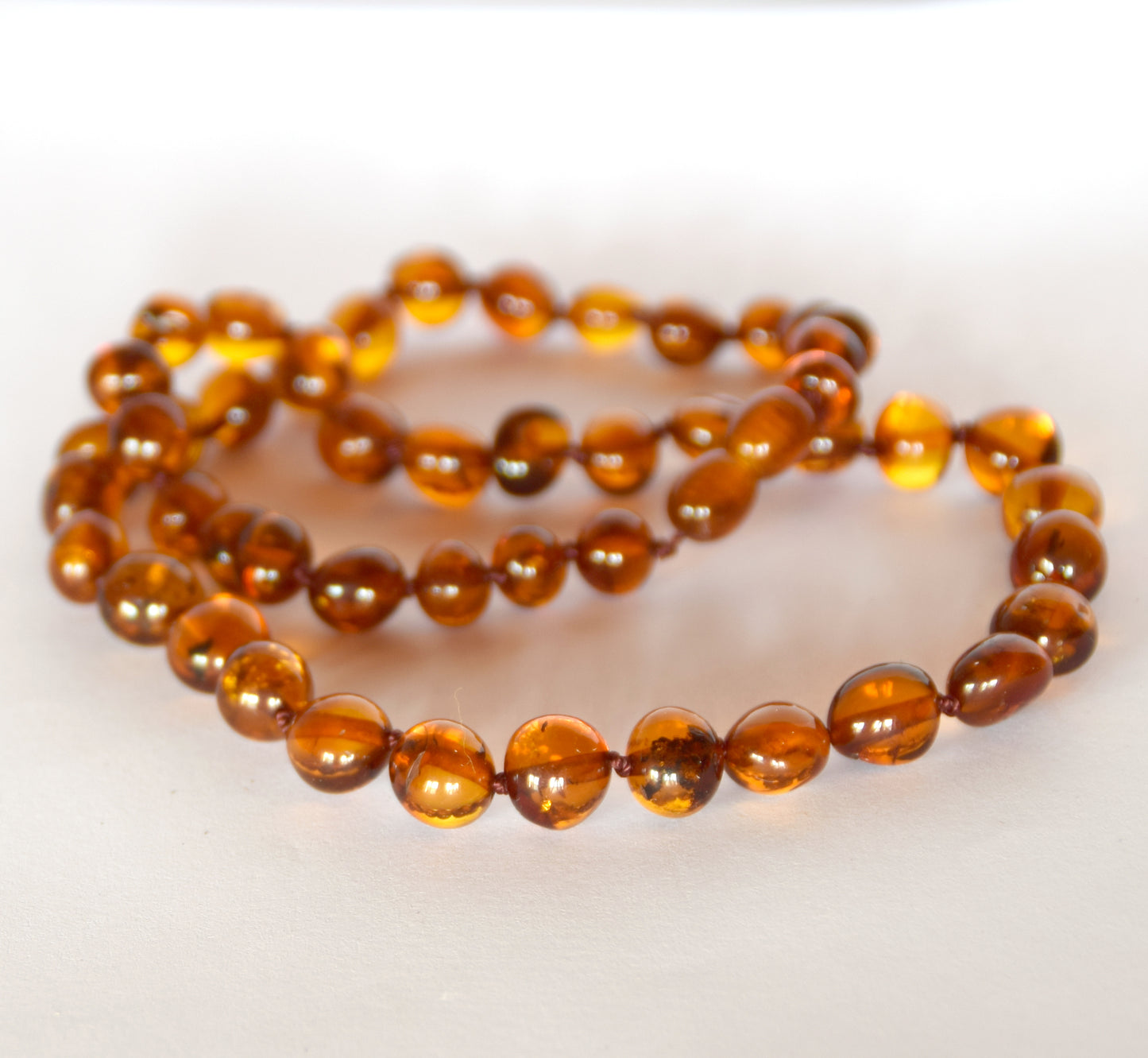 MJ Baltica, necklace, natural Baltic amber, elegant, brown, sphere, unisex, BKoBB038