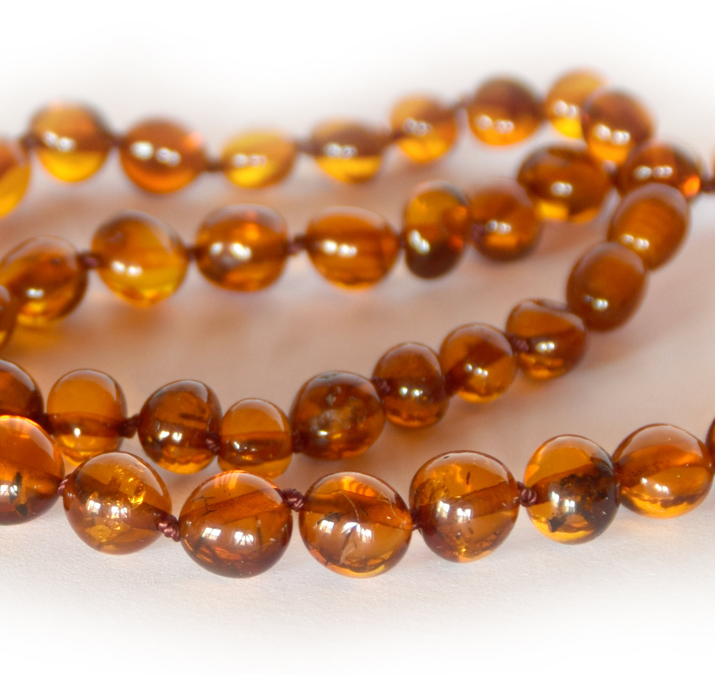 MJ Baltica, necklace, natural Baltic amber, elegant, brown, sphere, unisex, BKoBB038