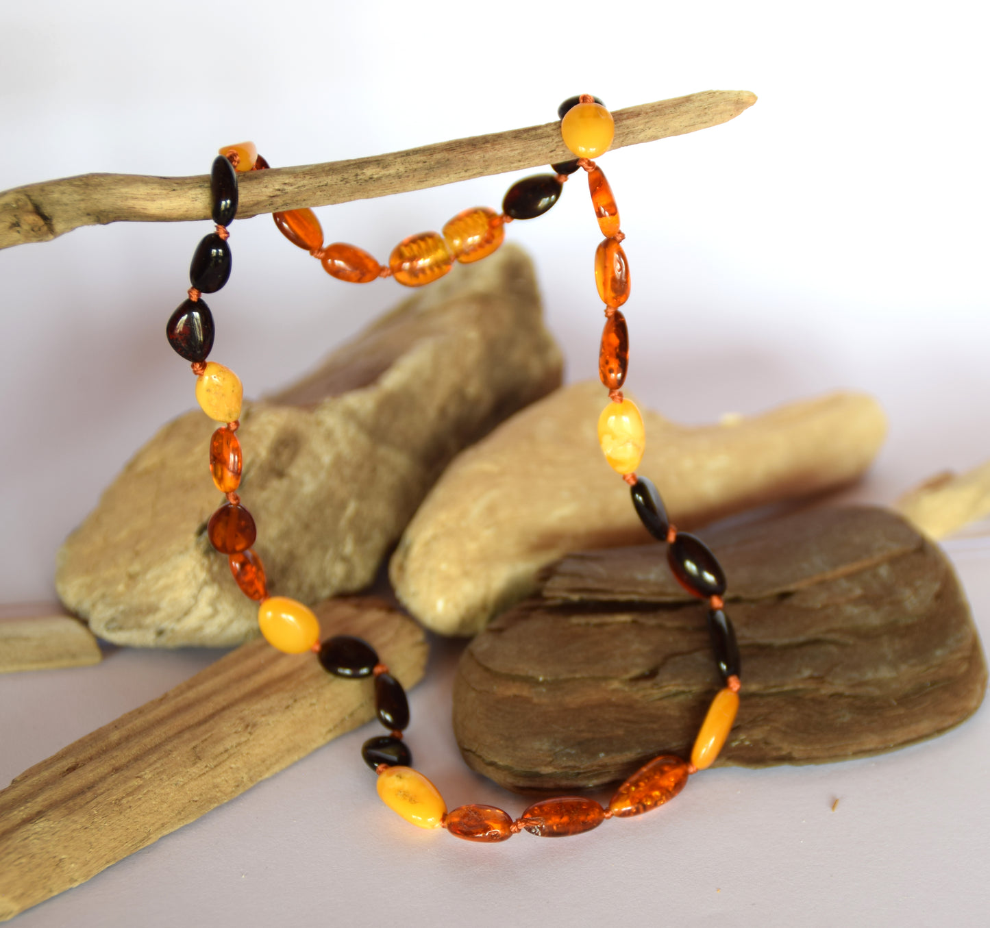 MJ Baltica, necklace, natural Baltic amber, protective, healing, children, mixed, oval, screw, 33cm, BKoBimbo2