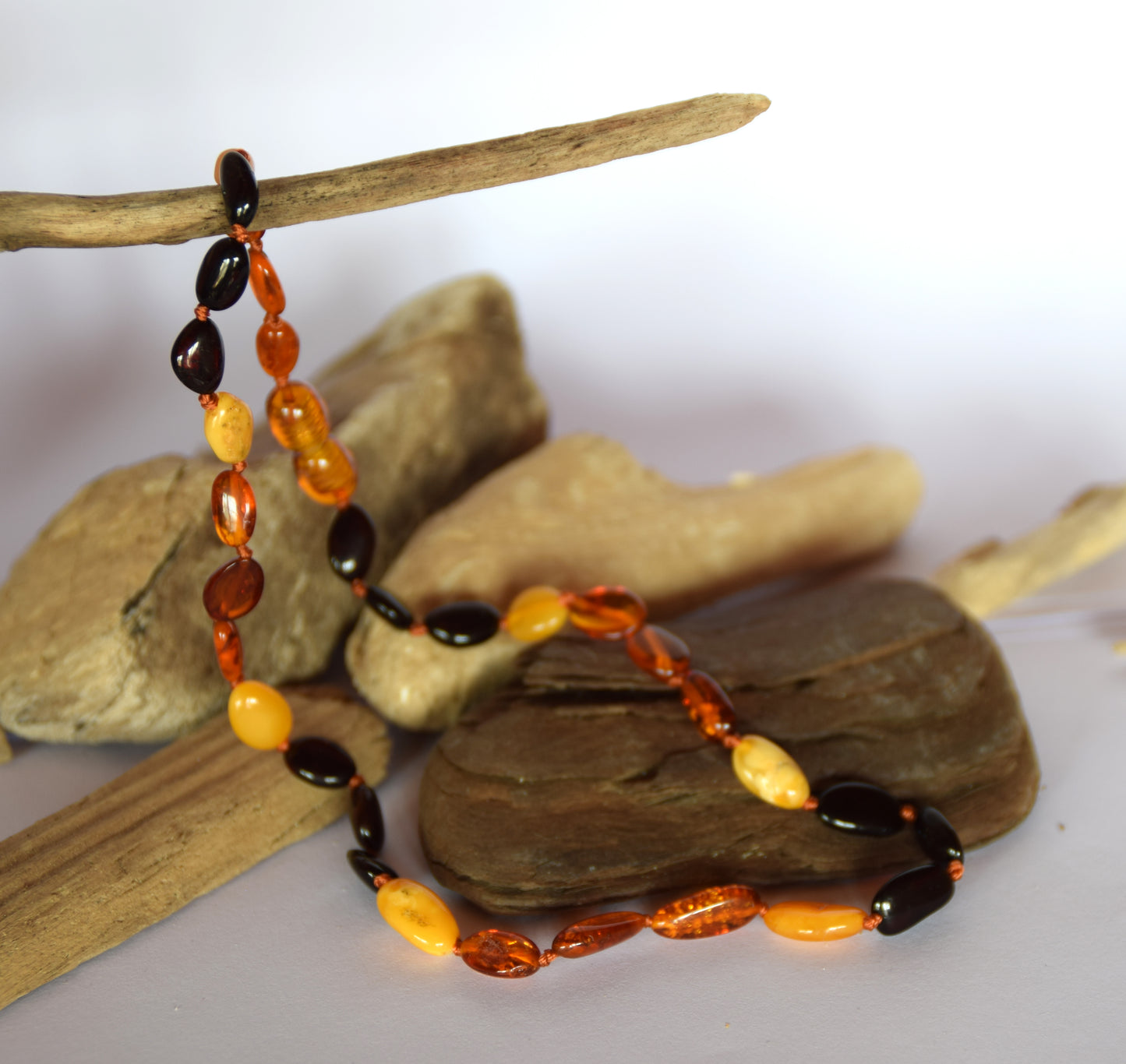 MJ Baltica, necklace, natural Baltic amber, protective, healing, children, mixed, oval, screw, 33cm, BKoBimbo2