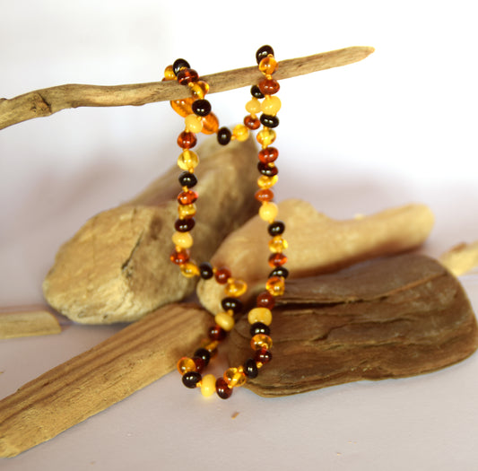 MJ Baltica, necklace, natural Baltic amber, protective, healing, children, mixed, round, screw, 33cm, BKoBimbo3