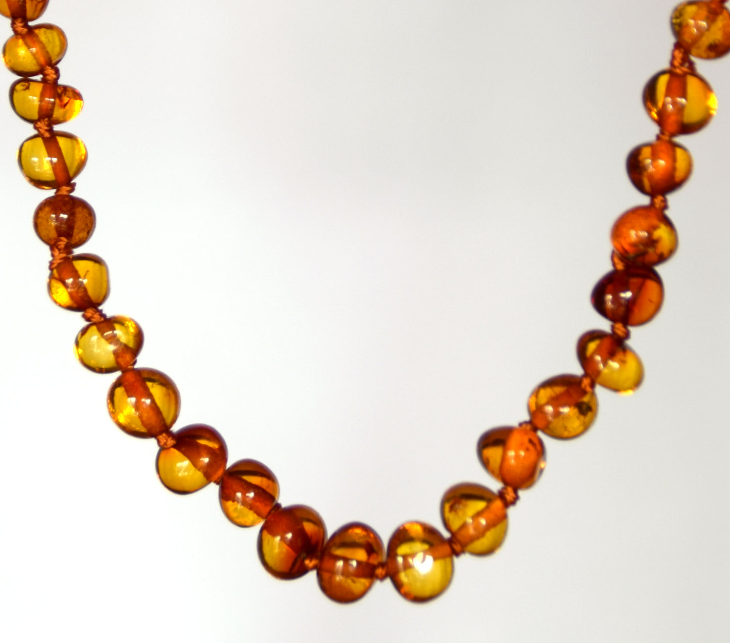 MJ Baltica, necklace, natural Baltic amber, protective, healing, children, cognac, round, screw, 33cm, BKoBimbo4