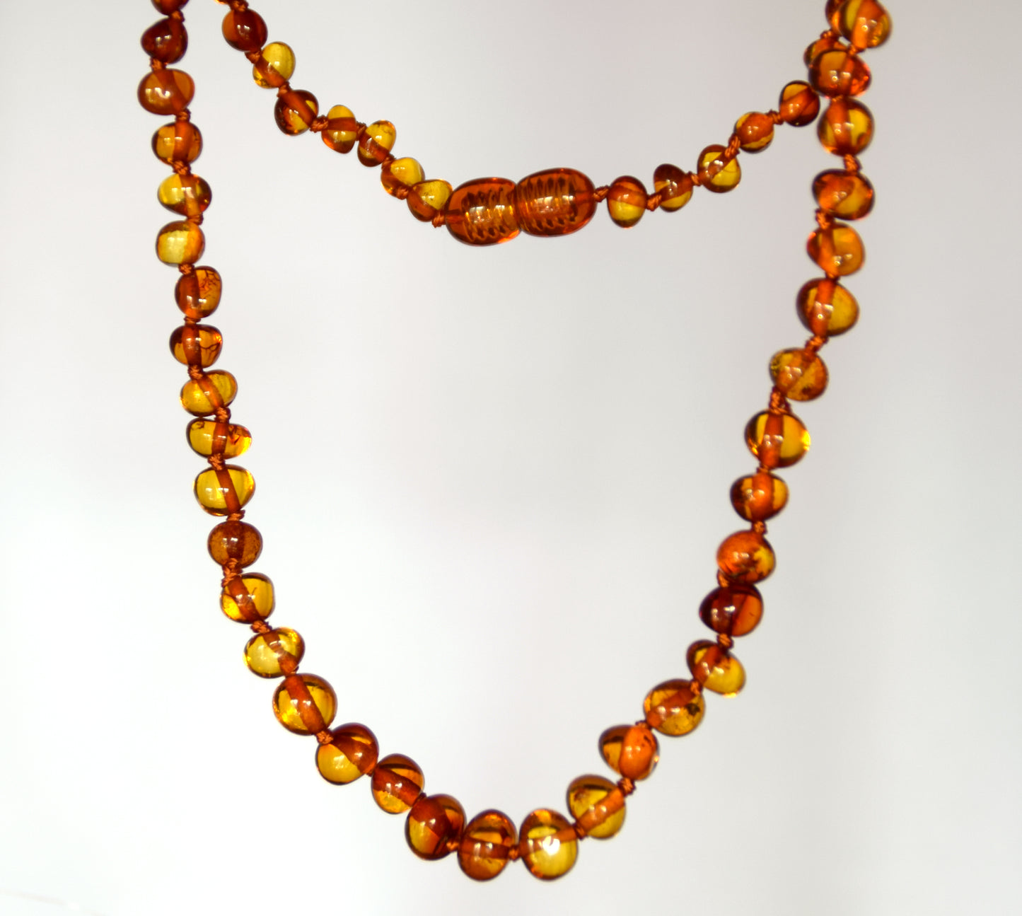 MJ Baltica, necklace, natural Baltic amber, protective, healing, children, cognac, round, screw, 33cm, BKoBimbo4