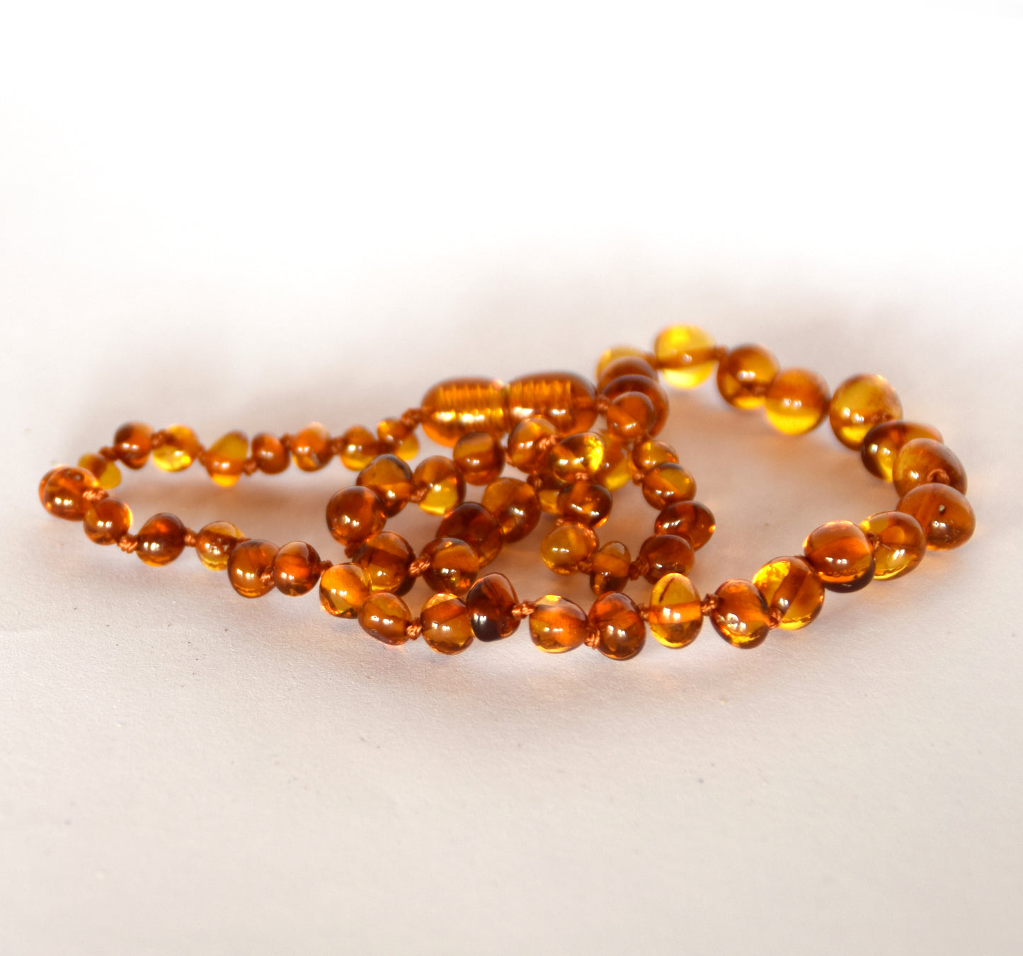 MJ Baltica, necklace, natural Baltic amber, protective, healing, children, cognac, round, screw, 33cm, BKoBimbo4