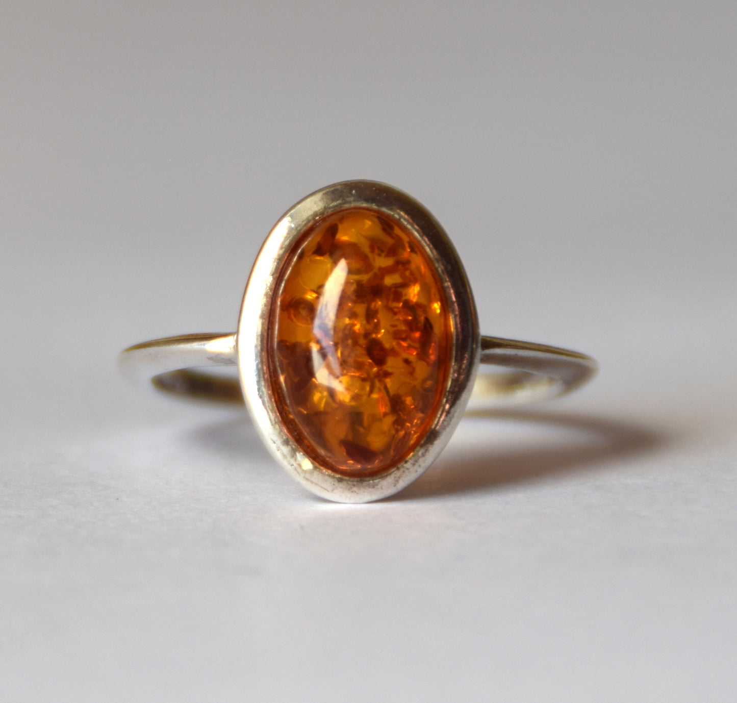 MJ Baltica, ring, natural Baltic Amber, 925 Silver, handcrafted, oval, luminous, delicate, BP099