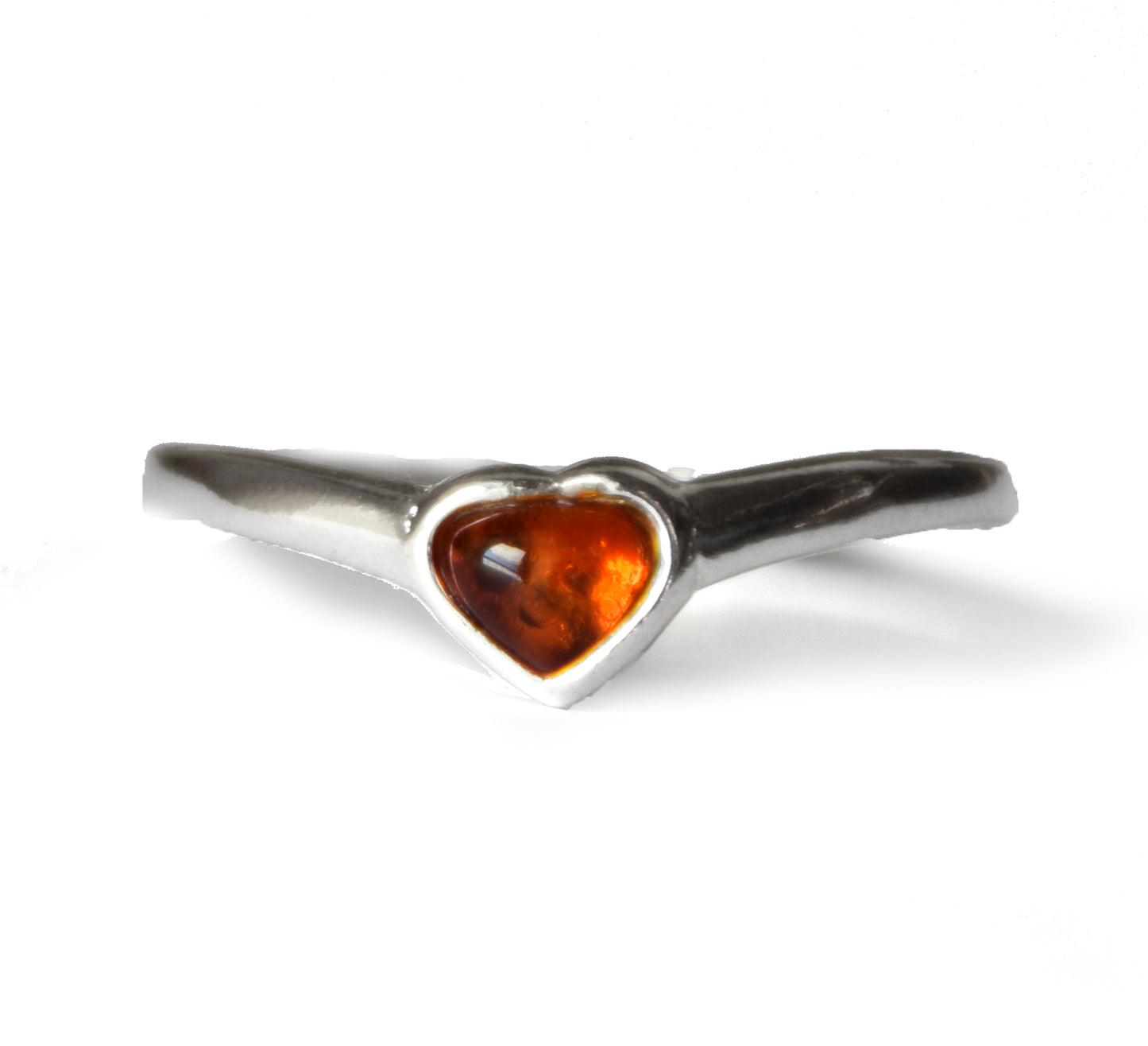 MJ Baltica, ring, natural Baltic Amber, 925 Silver, handcrafted, heart, luminous, delicate, BP101