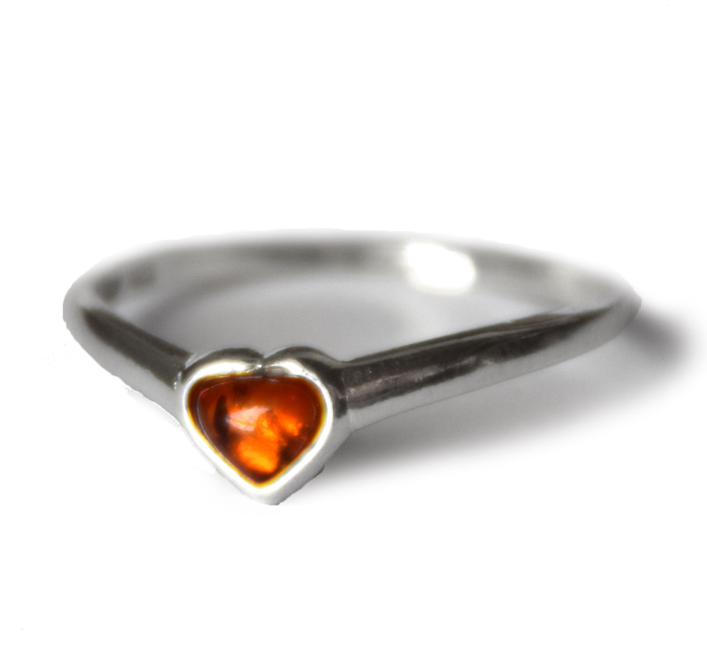 MJ Baltica, ring, natural Baltic Amber, 925 Silver, handcrafted, heart, luminous, delicate, BP101