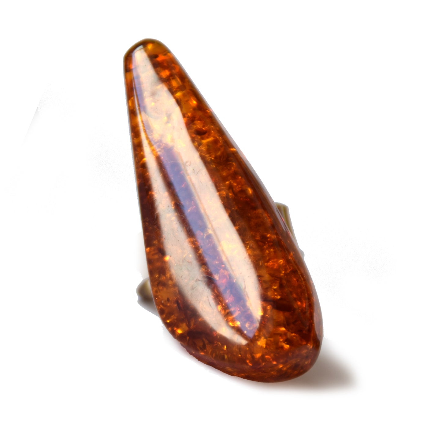 MJ Baltica, anello, Ambra Naturale Baltica, Argento 925, grande, luminoso, cognac, regolabile e unico BP113