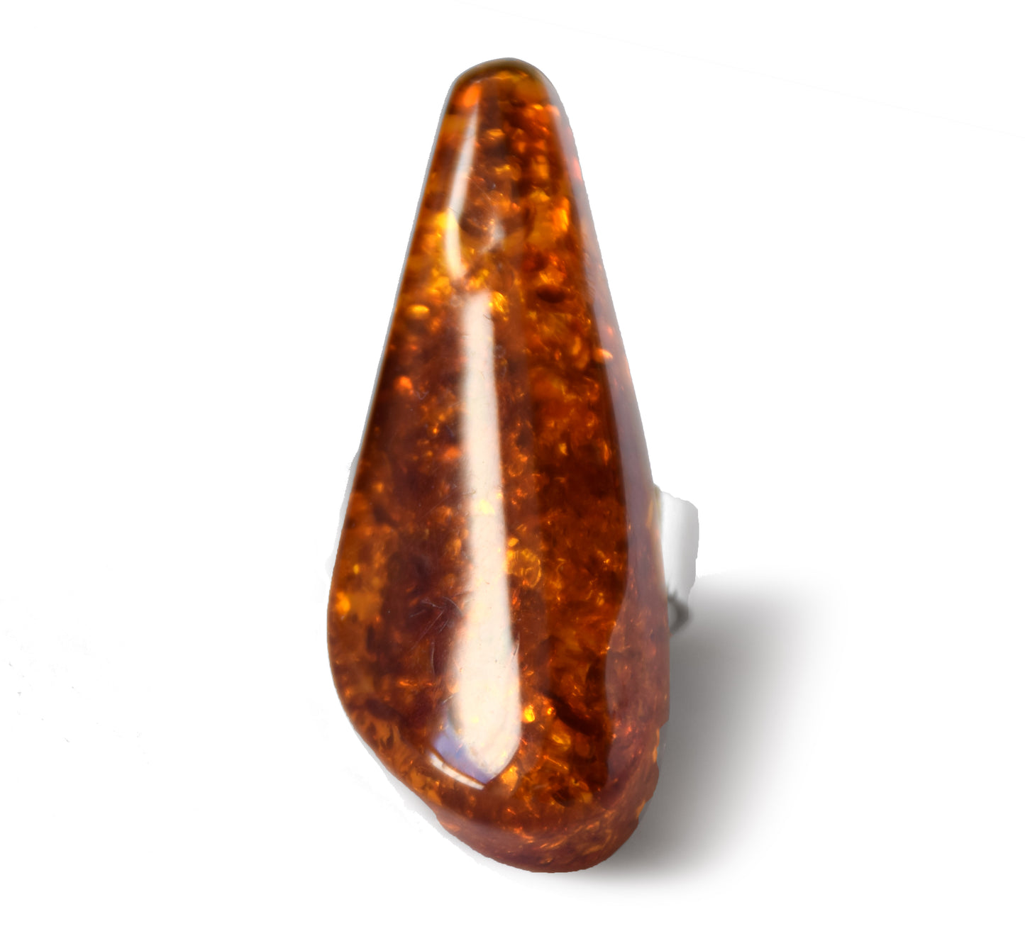 MJ Baltica, anello, Ambra Naturale Baltica, Argento 925, grande, luminoso, cognac, regolabile e unico BP113