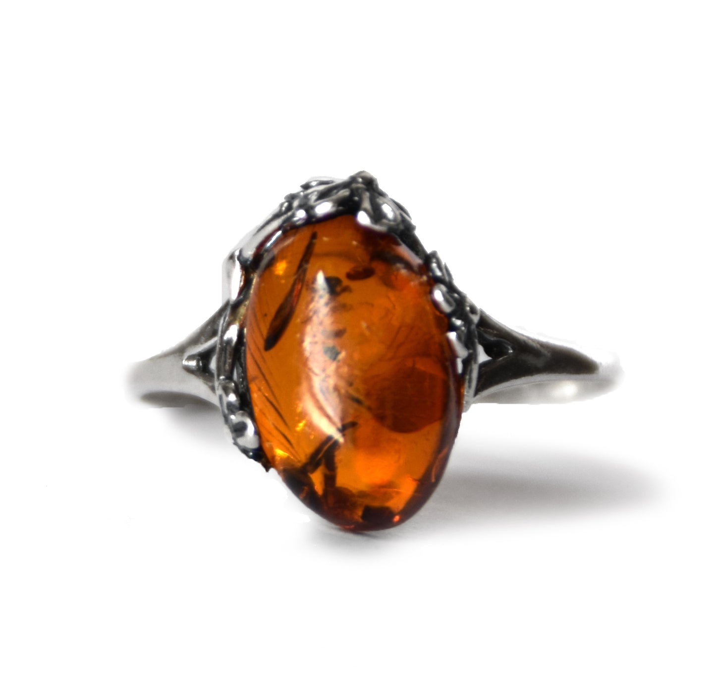 MJ Baltica, ring, natural Baltic amber, 925 silver, adjustable, handcrafted, cognac amber, filigree, BP118