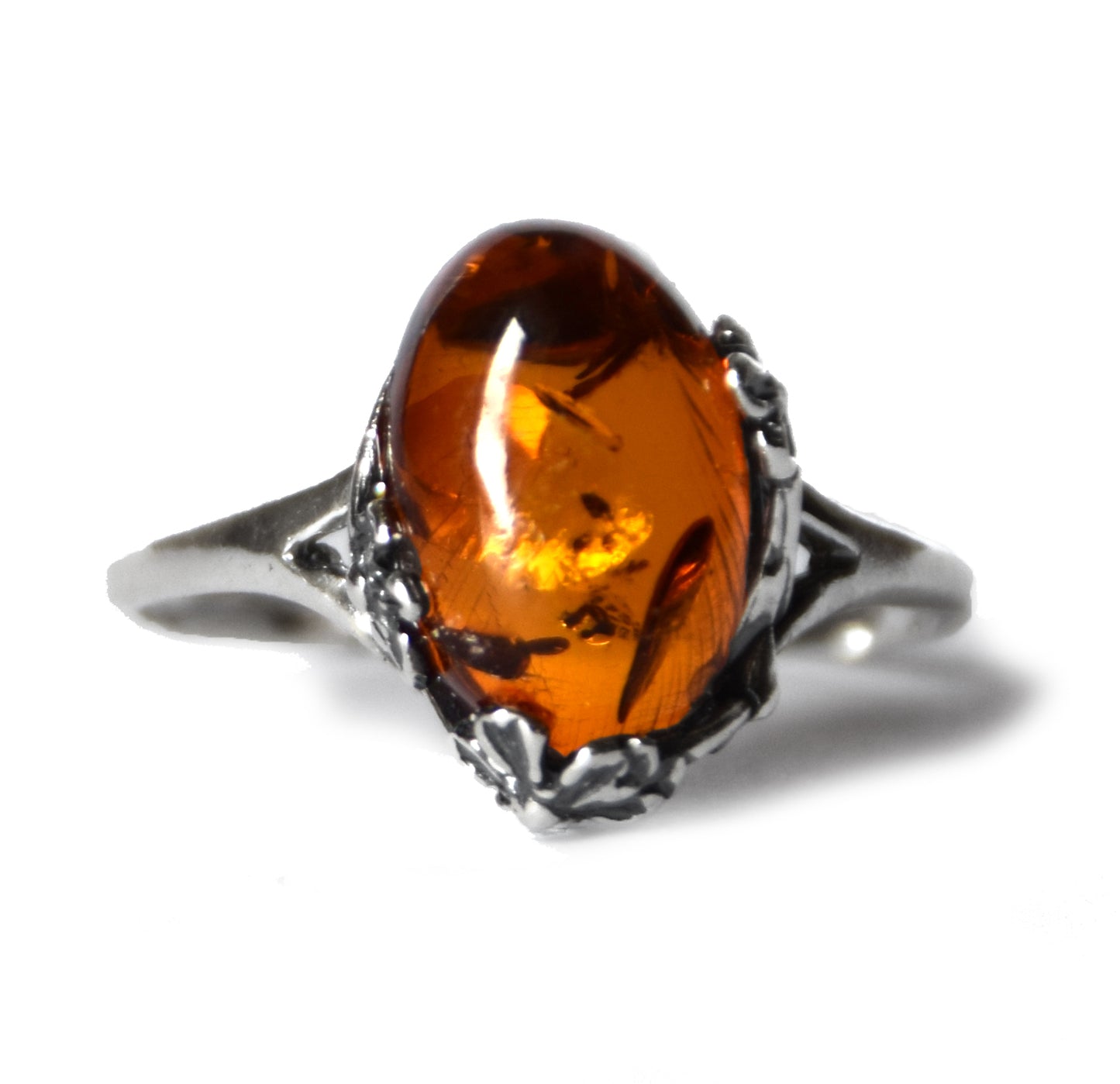 MJ Baltica, ring, natural Baltic amber, 925 silver, adjustable, handcrafted, cognac amber, filigree, BP118