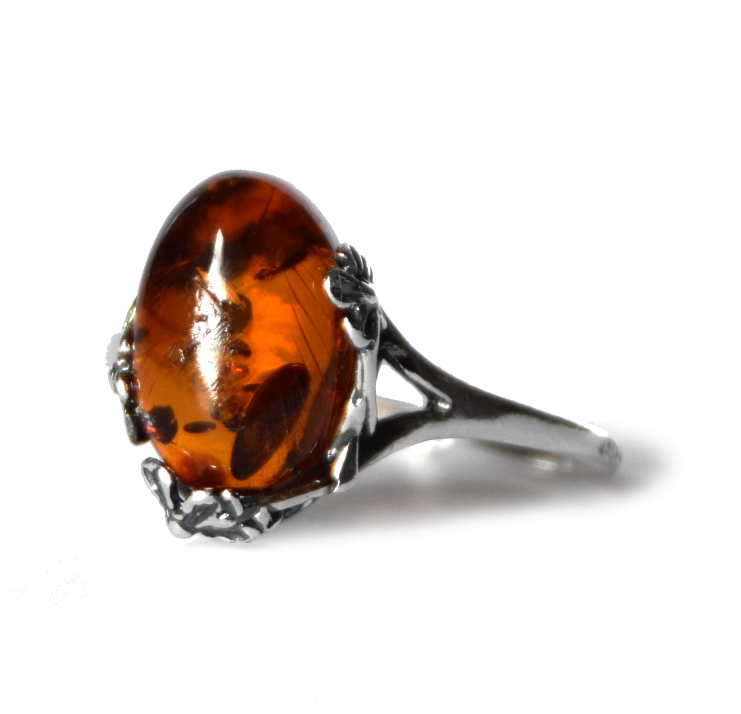 MJ Baltica, ring, natural Baltic amber, 925 silver, adjustable, handcrafted, cognac amber, filigree, BP118