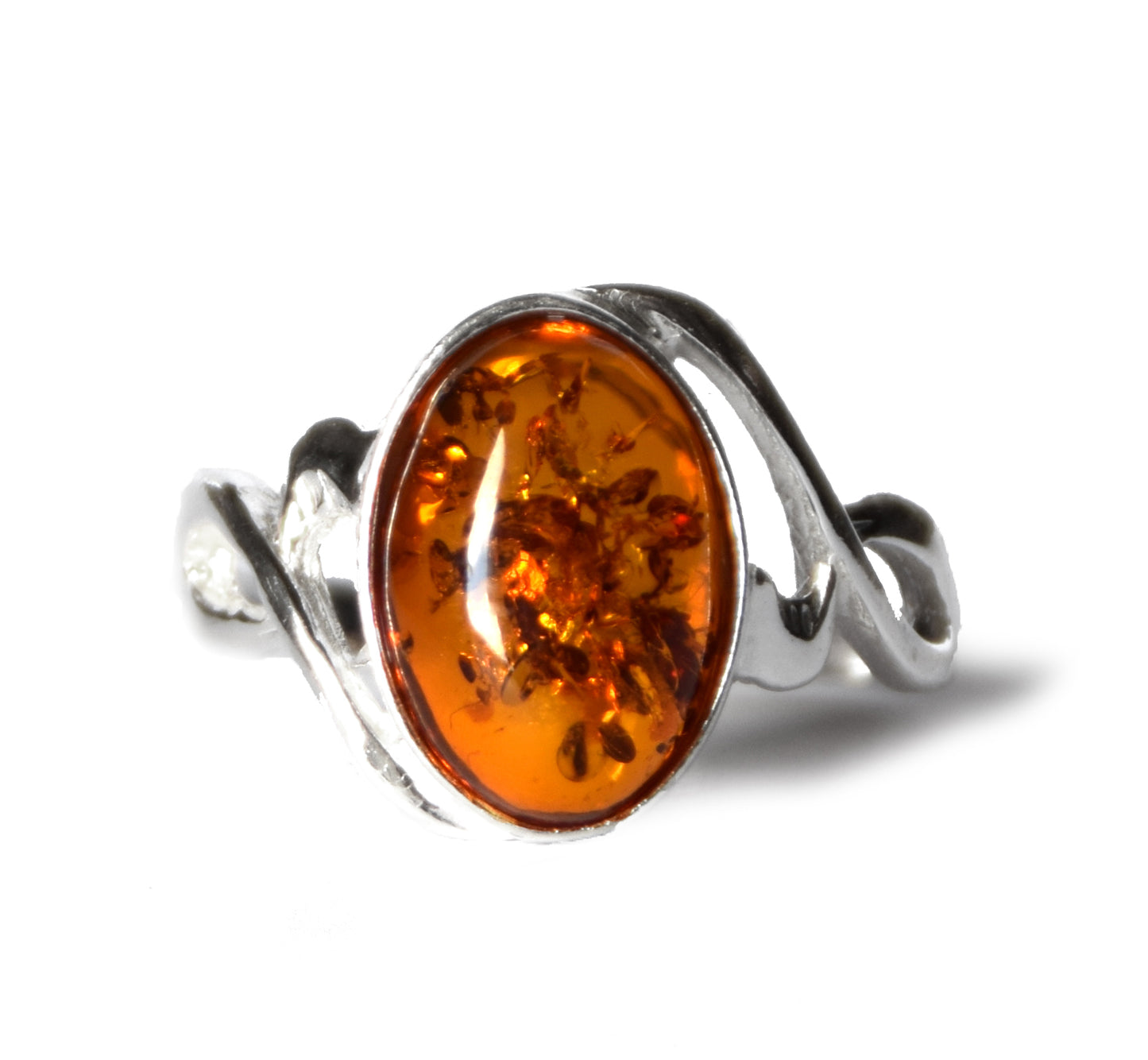 MJ Baltica, ring, natural Baltic Amber, 925 Silver, handcrafted, oval, luminous, delicate, BP119