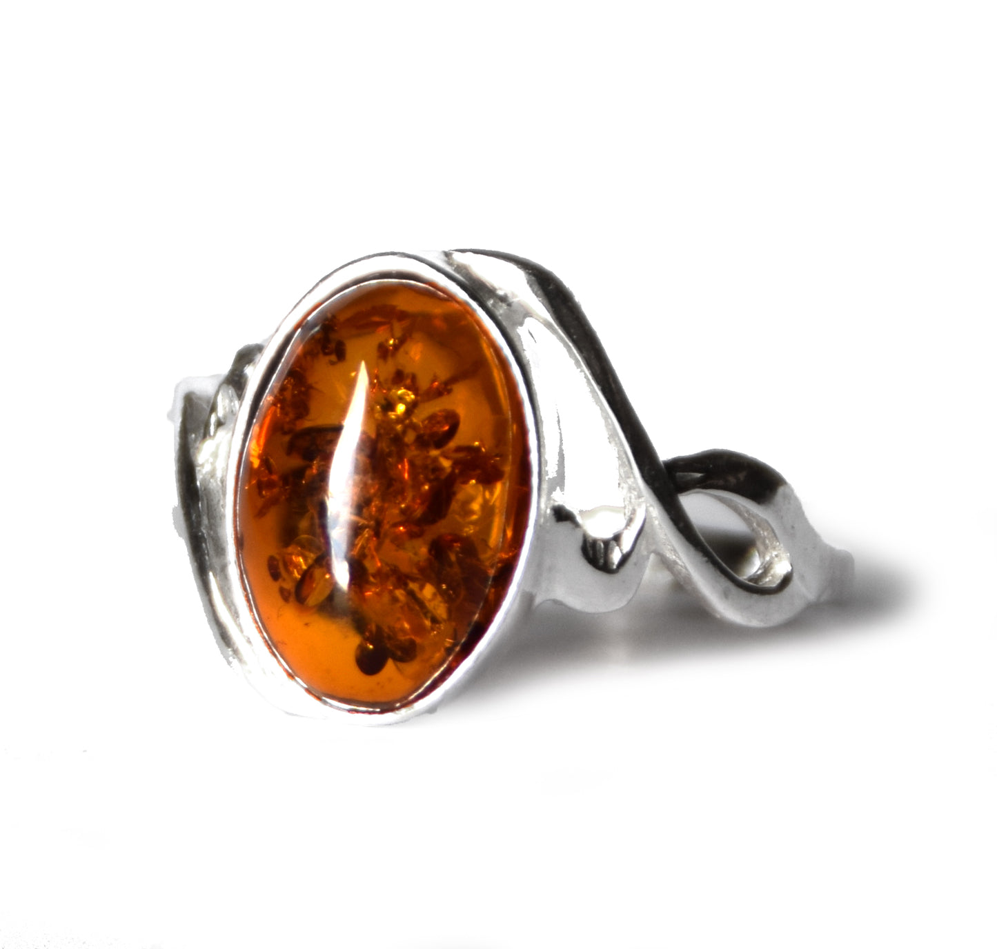 MJ Baltica, ring, natural Baltic Amber, 925 Silver, handcrafted, oval, luminous, delicate, BP119