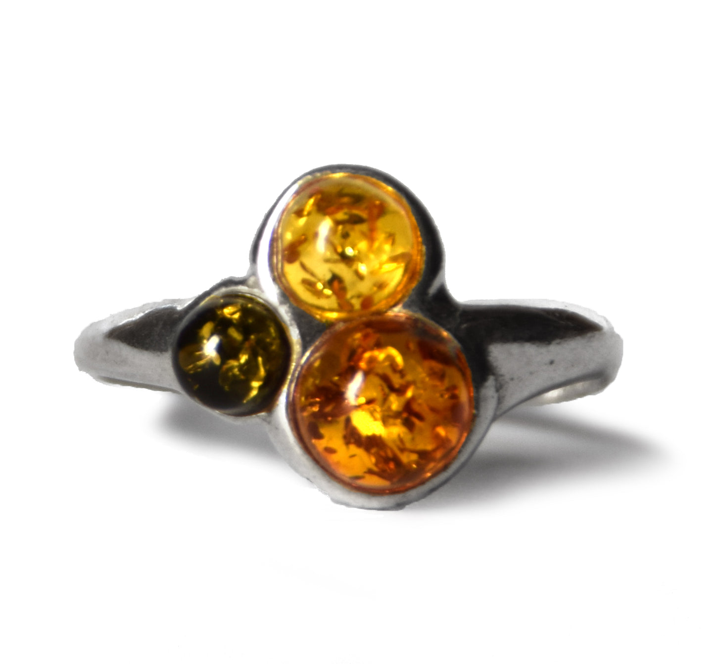 MJ Baltica, ring, natural Baltic Amber, 925 Silver, handcrafted, multicolored, luminous BP120