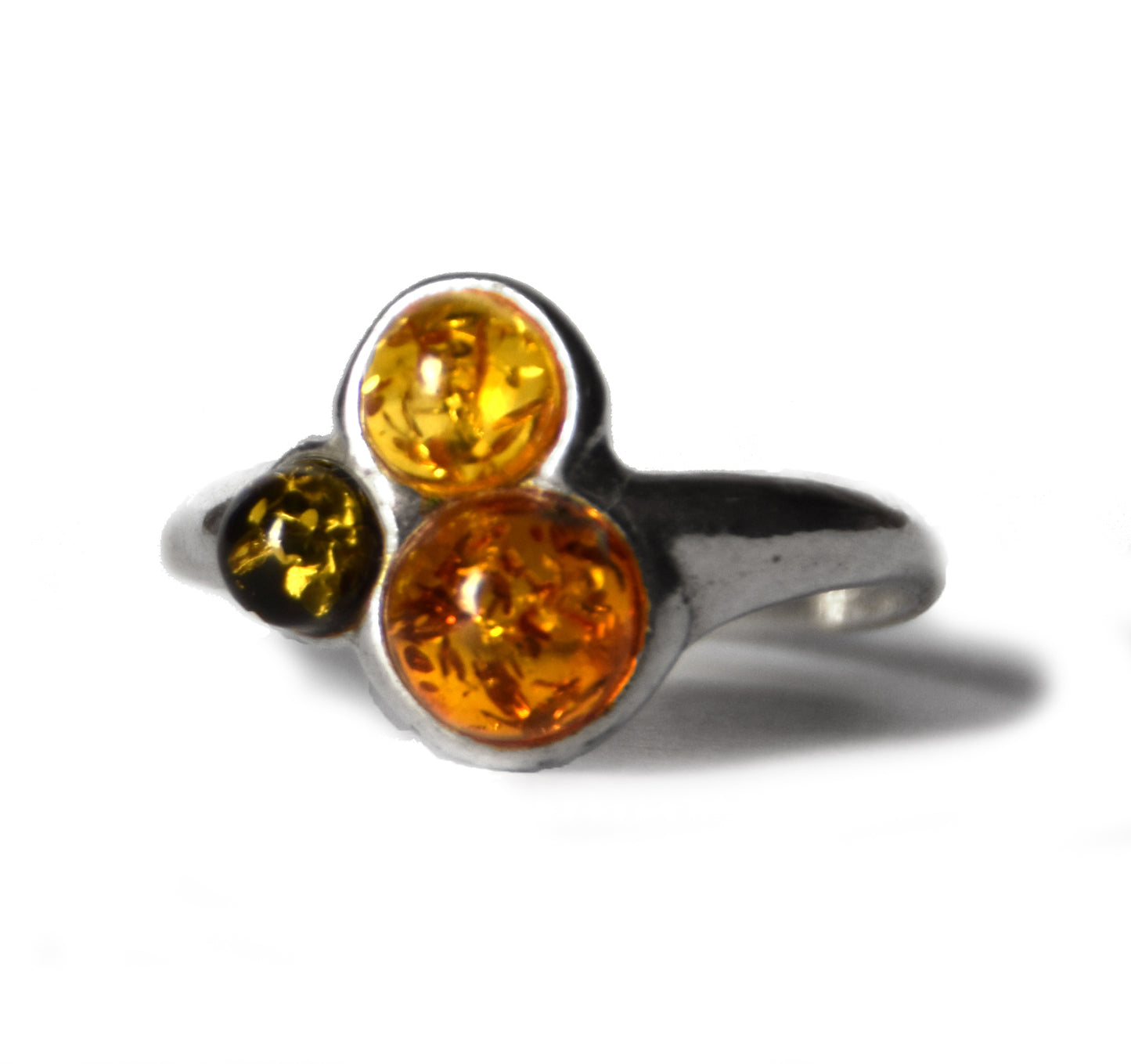 MJ Baltica, ring, natural Baltic Amber, 925 Silver, handcrafted, multicolored, luminous BP120