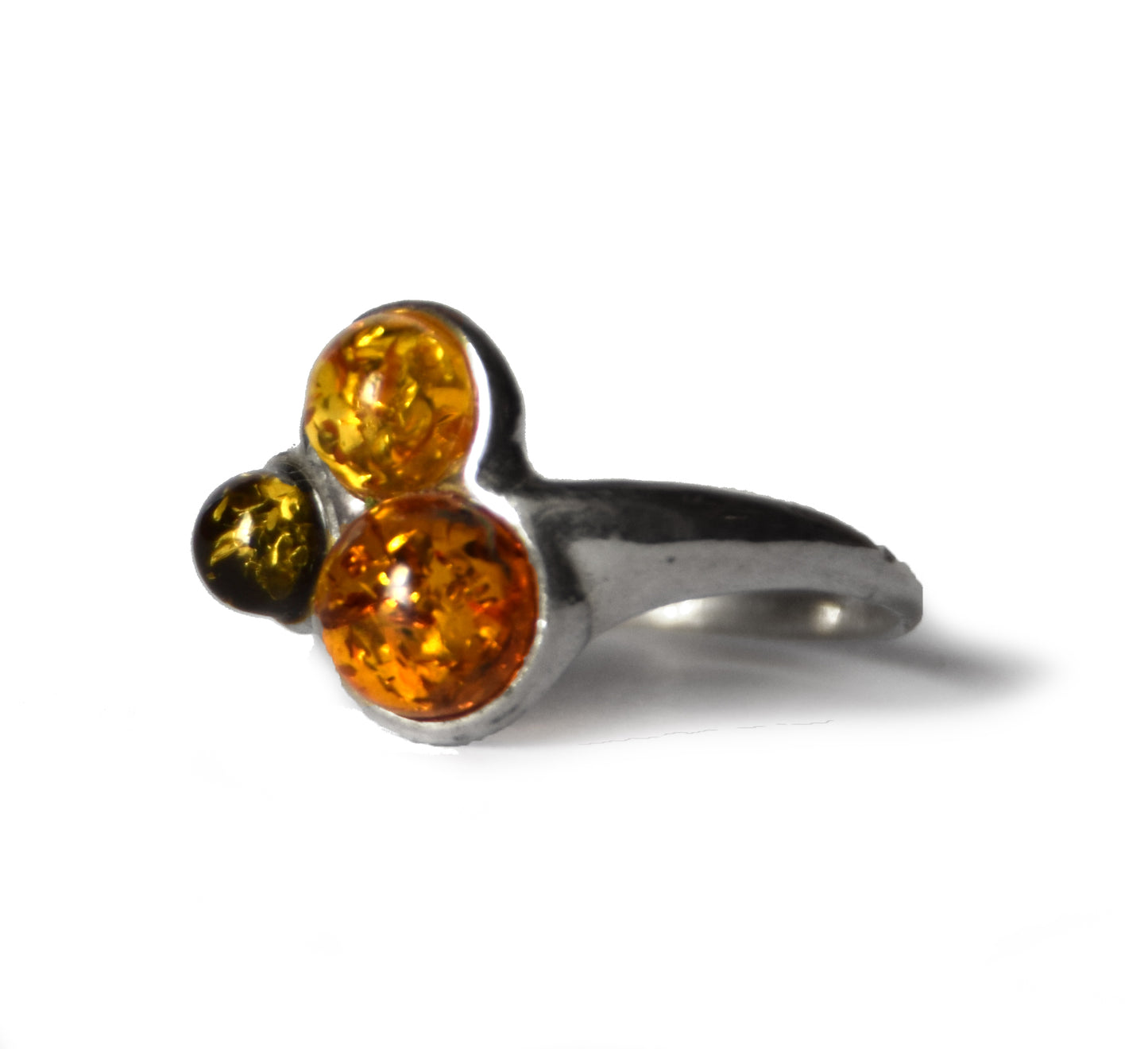 MJ Baltica, ring, natural Baltic Amber, 925 Silver, handcrafted, multicolored, luminous BP120