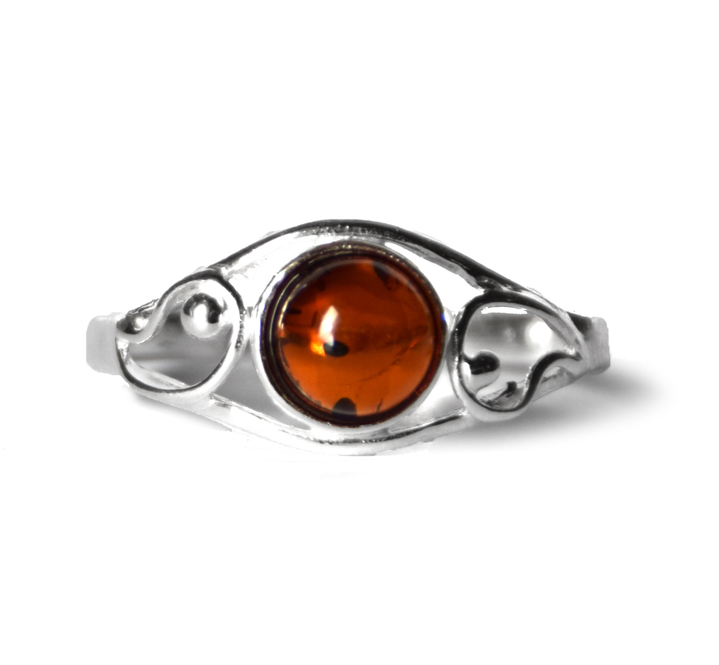 MJ Baltica, ring, natural Baltic Amber, 925 Silver, handcrafted, oval, luminous, delicate, BP121