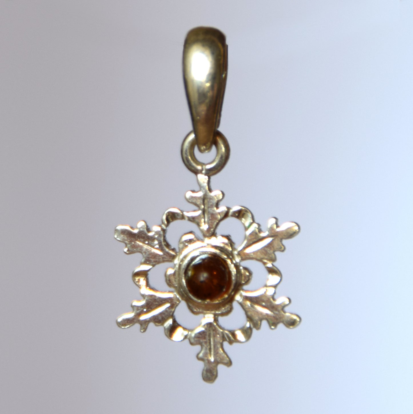 MJ Baltica, pendant, natural Baltic amber, 925 silver, snowflake, handcrafted, delicate, BW142