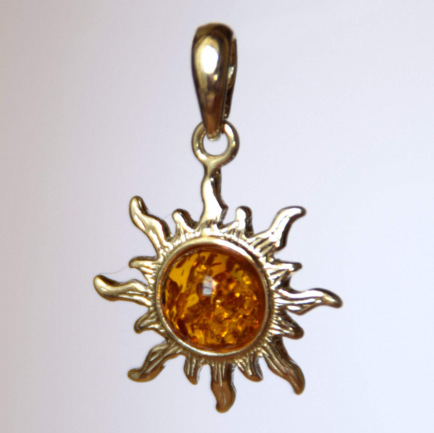 MJ Baltica, pendant, natural Baltic amber, 925 silver, sun, handcrafted, delicate, BW146