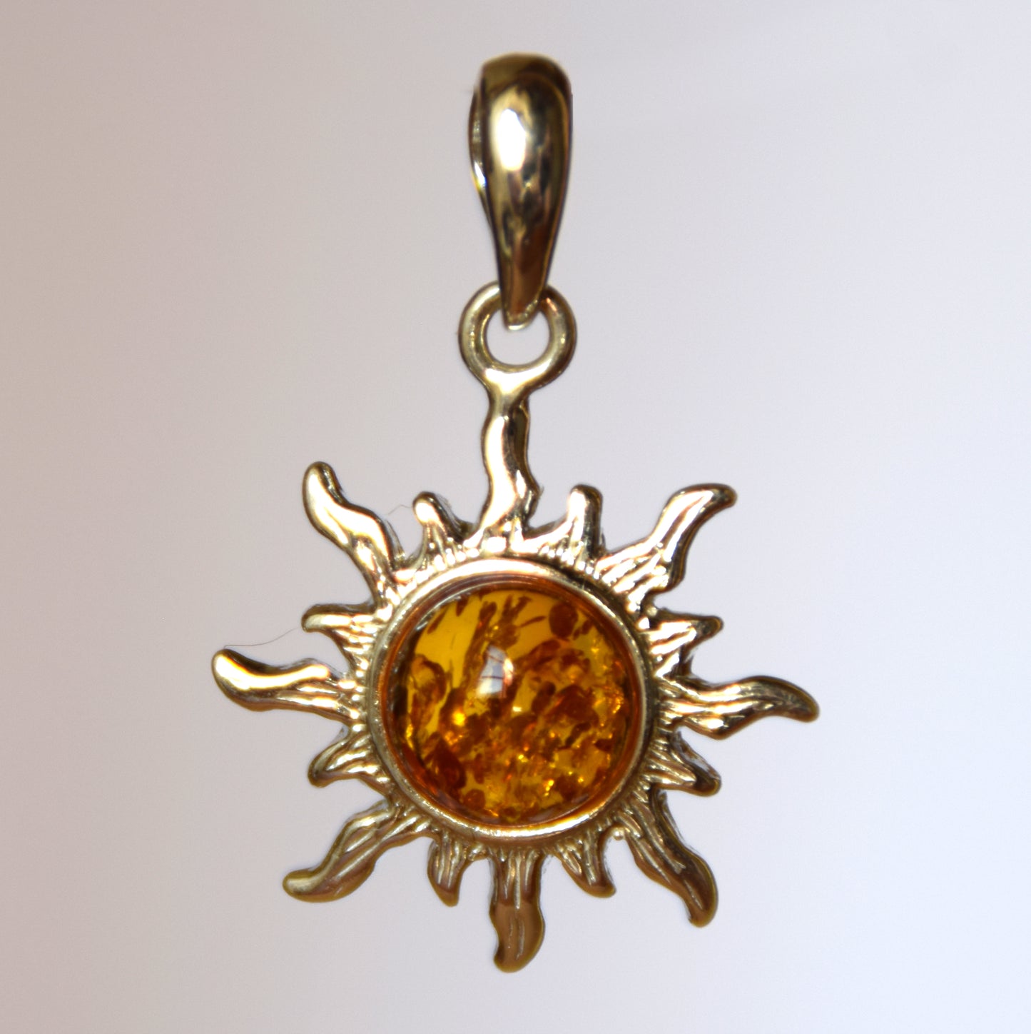 MJ Baltica, pendant, natural Baltic amber, 925 silver, sun, handcrafted, delicate, BW146