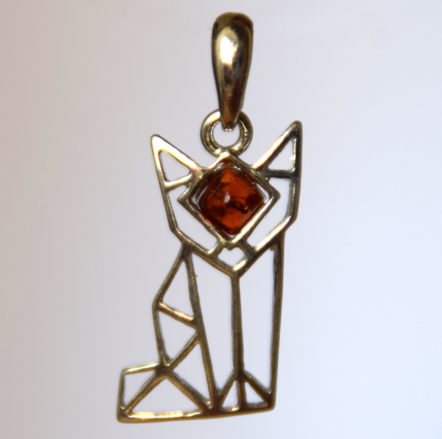 MJ Baltica, pendant, natural Baltic amber, 925 silver, cat, handcrafted, delicate, BW155