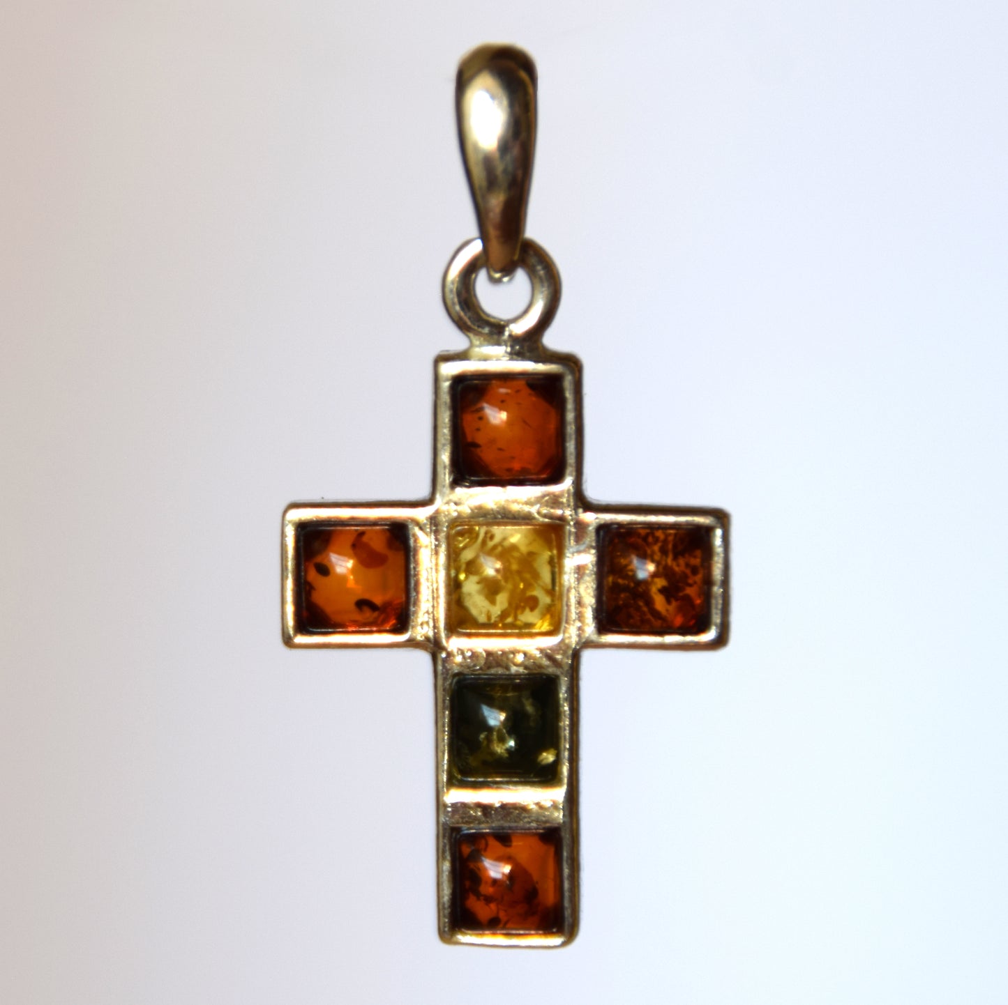 MJ Baltica, pendant, natural Baltic amber, 925 silver, cross, handcrafted, unisex, BW158