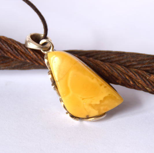 MJ Baltica, pendant, natural Baltic amber, 925 silver, unique, large, handcrafted, BW192