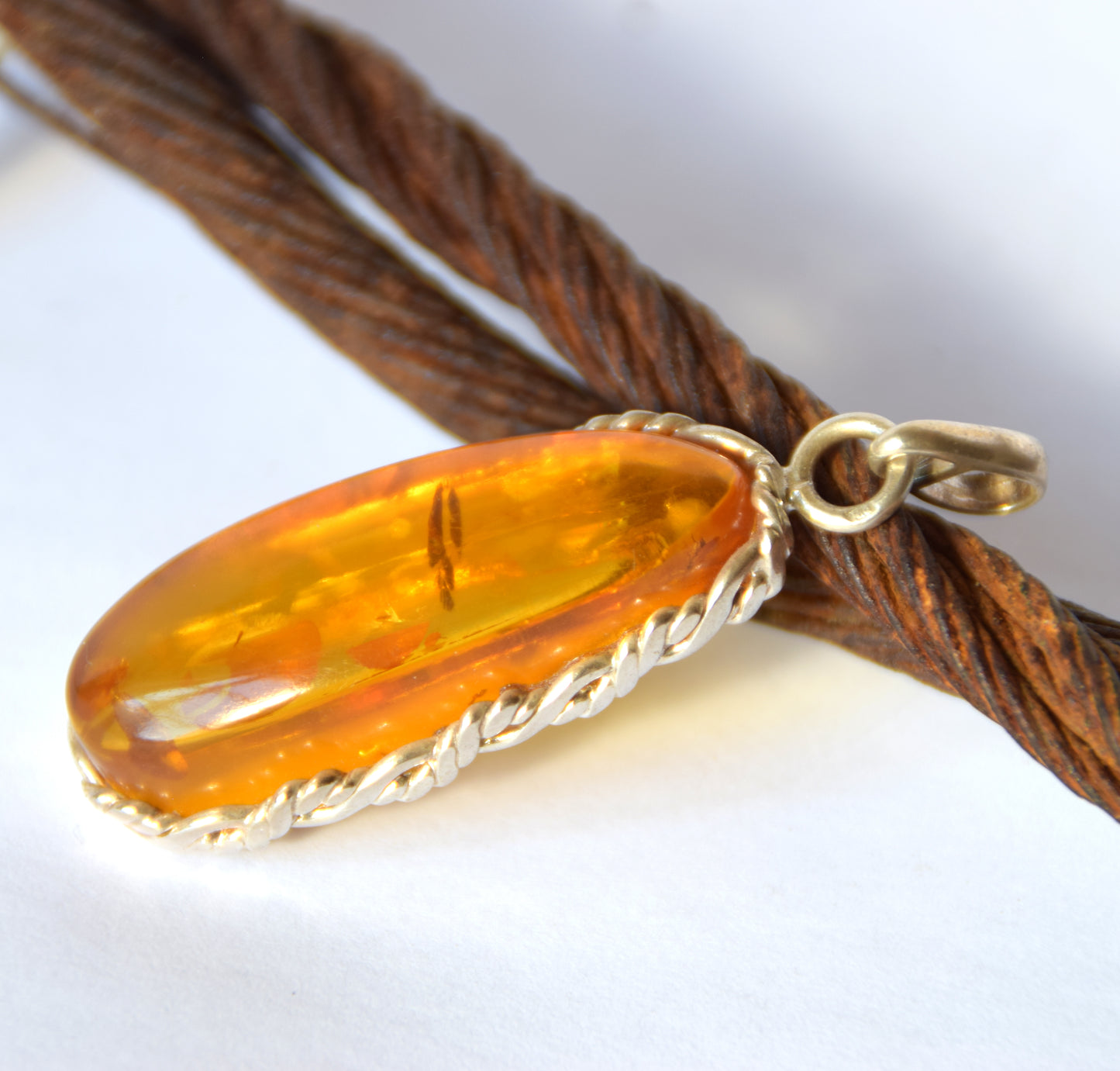 MJ Baltica, pendant, natural Baltic amber, 925 silver, large, unique, handcrafted, BW202