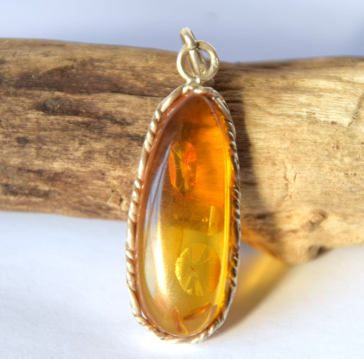 MJ Baltica, pendant, natural Baltic amber, 925 silver, large, unique, handcrafted, BW202