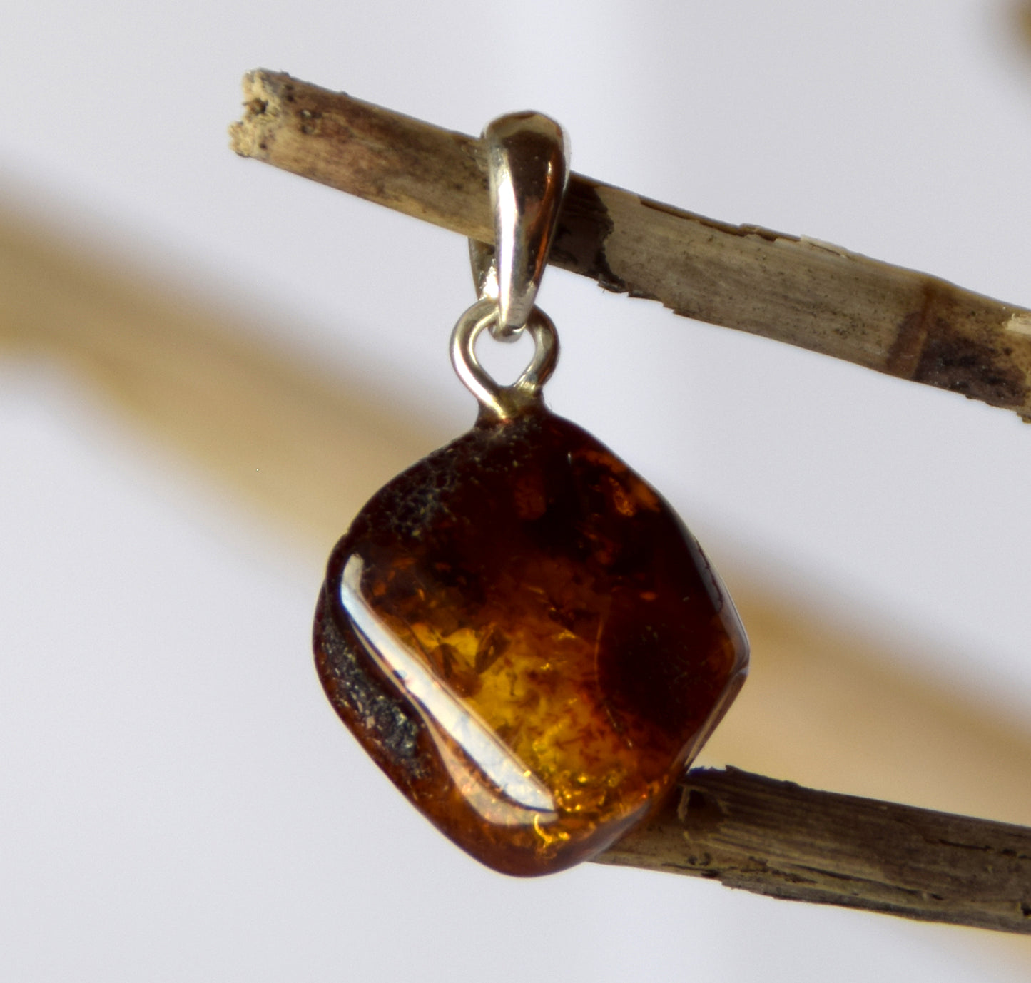 MJ Baltica, pendant, natural Baltic Amber, 925 Silver, unique, irregular, unisex, handcrafted, BW206