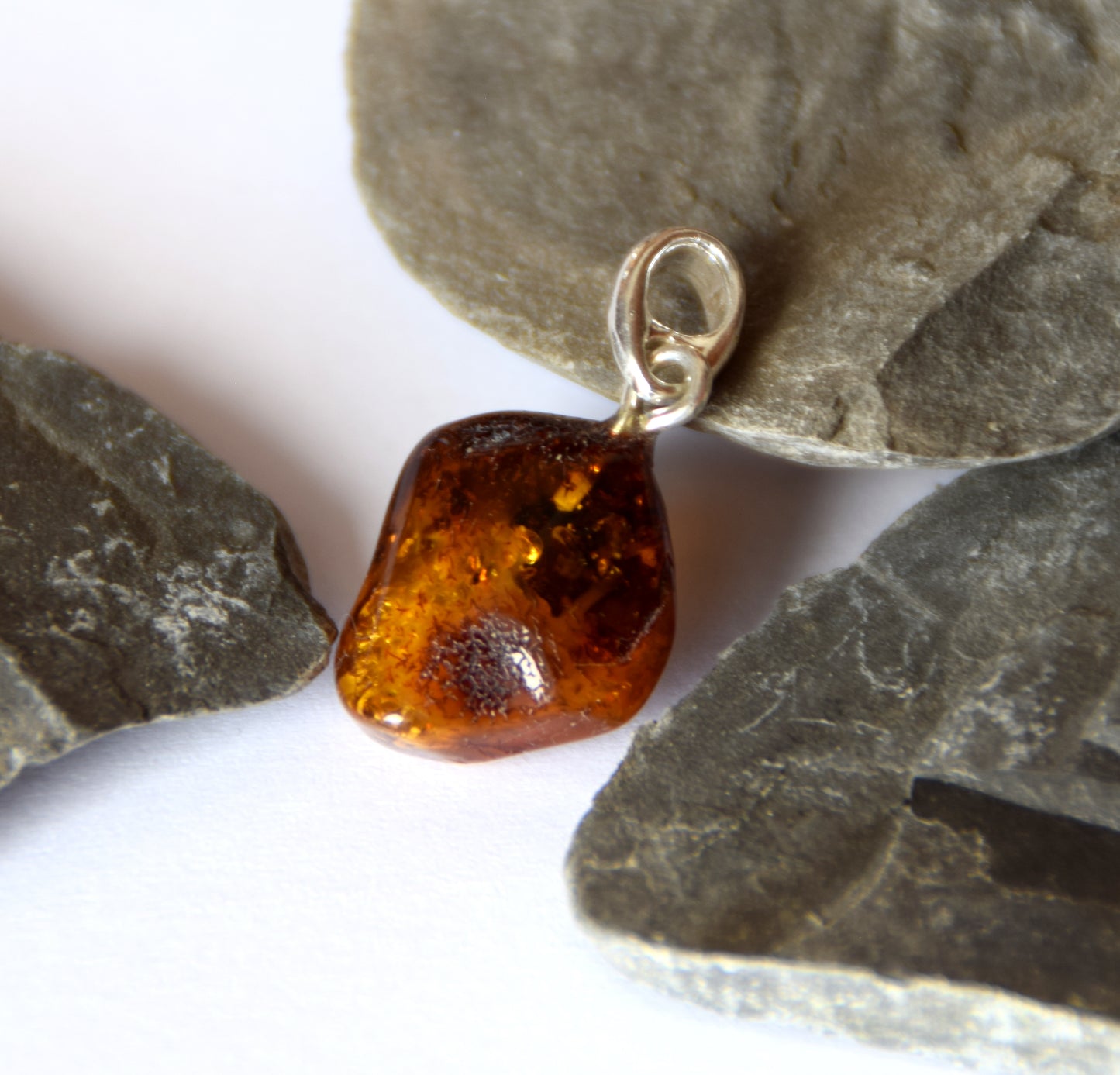 MJ Baltica, pendant, natural Baltic Amber, 925 Silver, unique, irregular, unisex, handcrafted, BW206