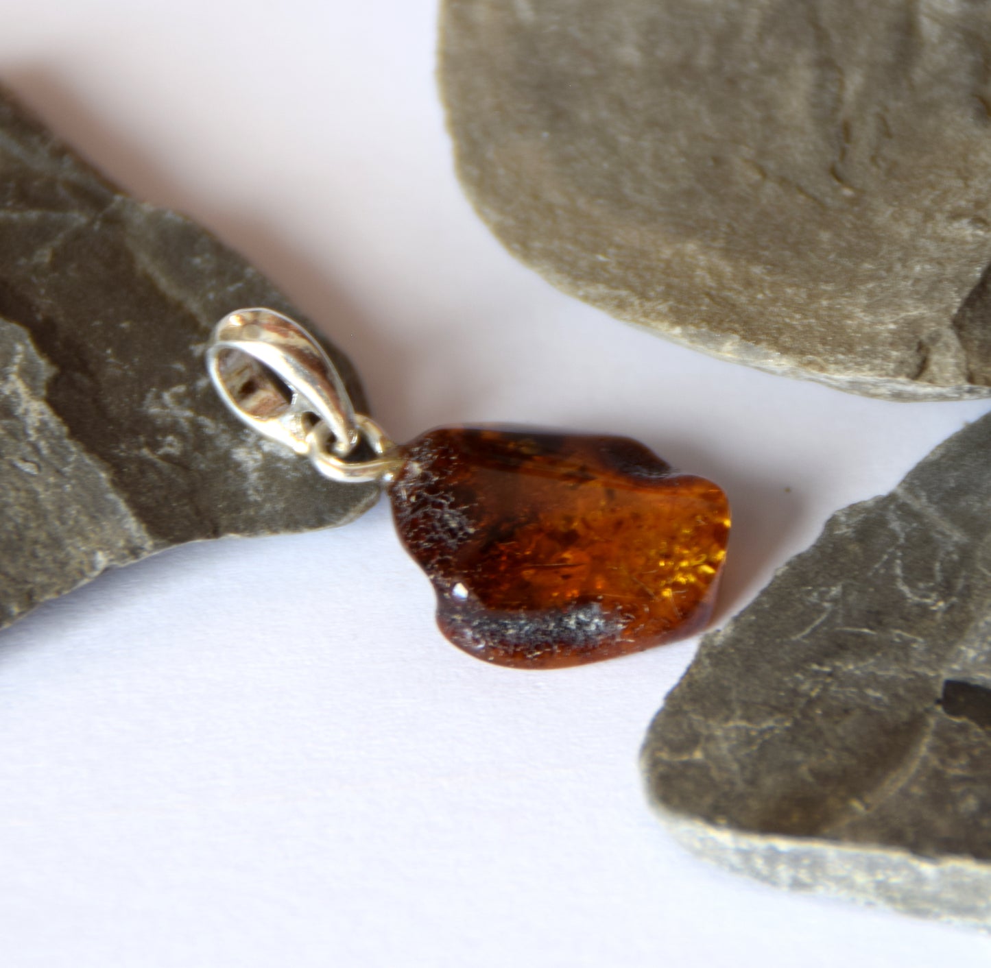 MJ Baltica, pendant, natural Baltic Amber, 925 Silver, unique, irregular, unisex, handcrafted, BW206