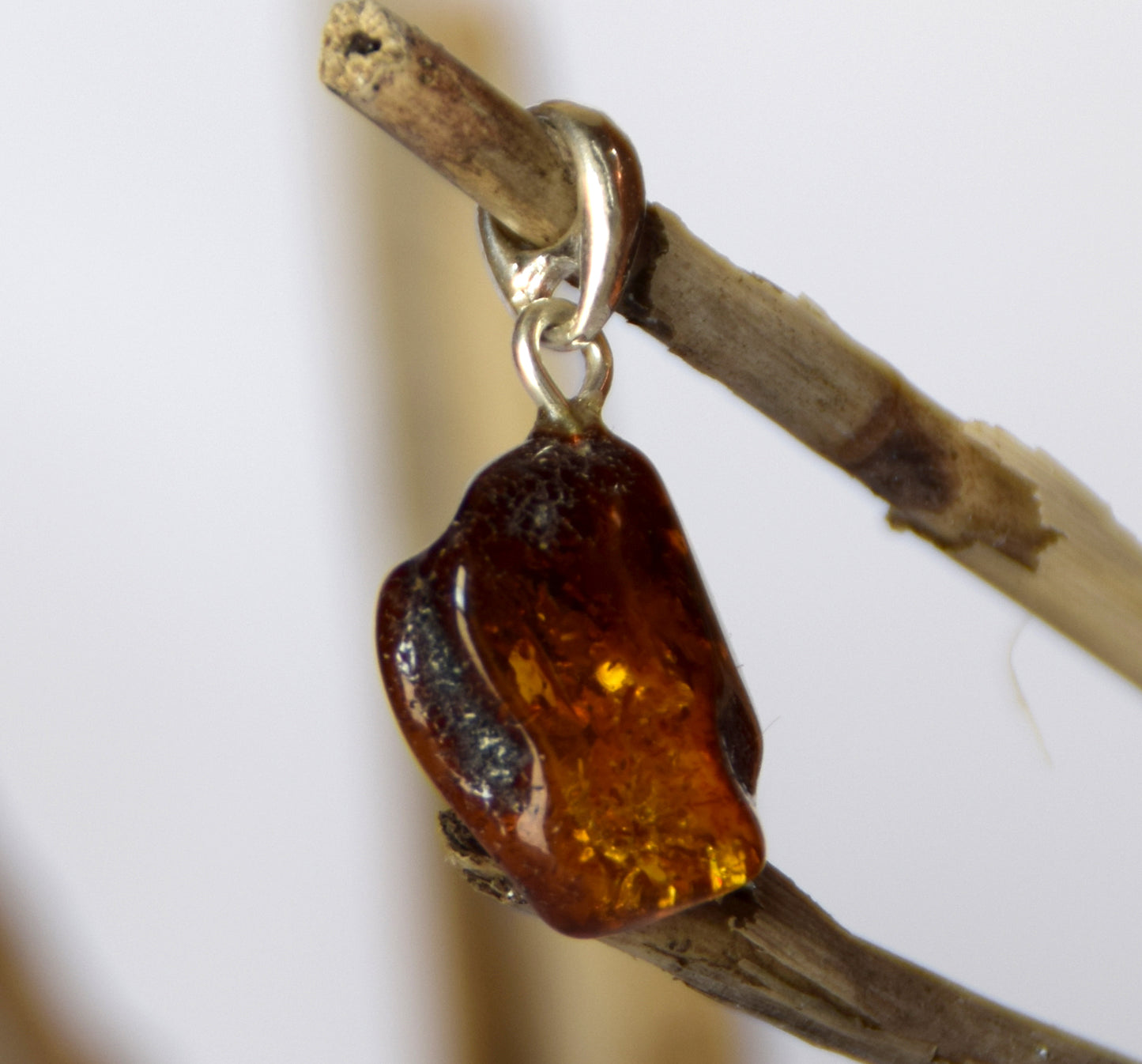 MJ Baltica, pendant, natural Baltic Amber, 925 Silver, unique, irregular, unisex, handcrafted, BW206