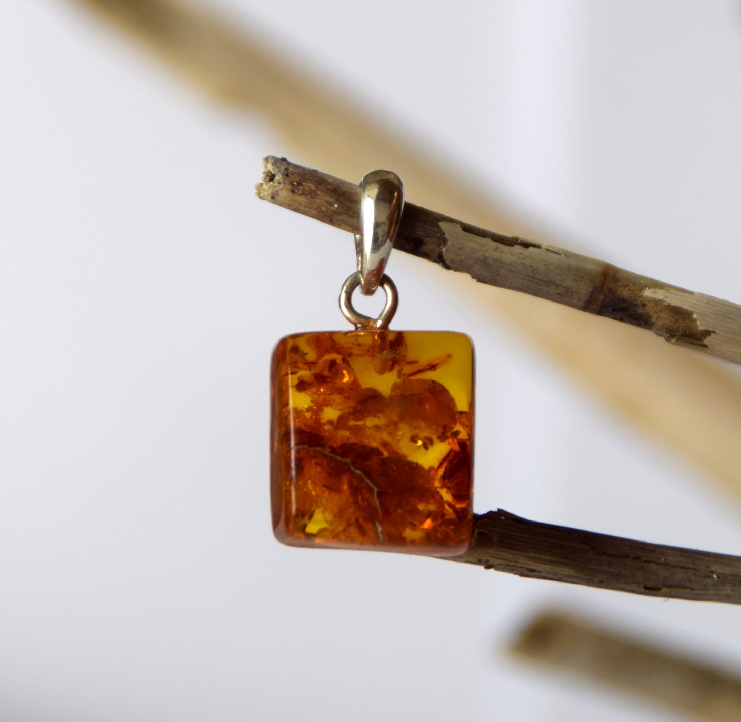 MJ Baltica, pendant, natural Baltic Amber, 925 Silver, unique, irregular, unisex, handcrafted, BW209