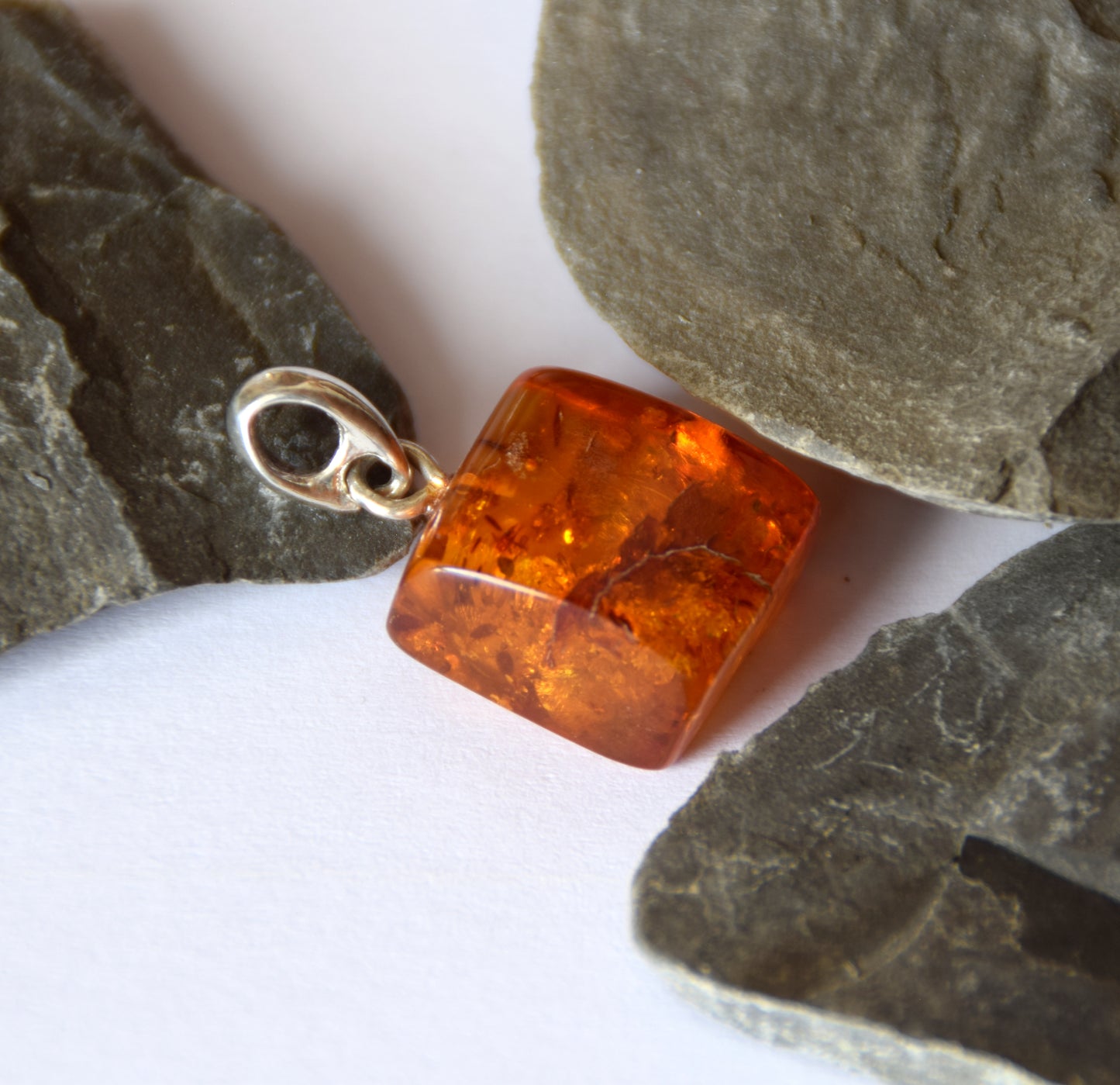 MJ Baltica, pendant, natural Baltic Amber, 925 Silver, unique, irregular, unisex, handcrafted, BW209