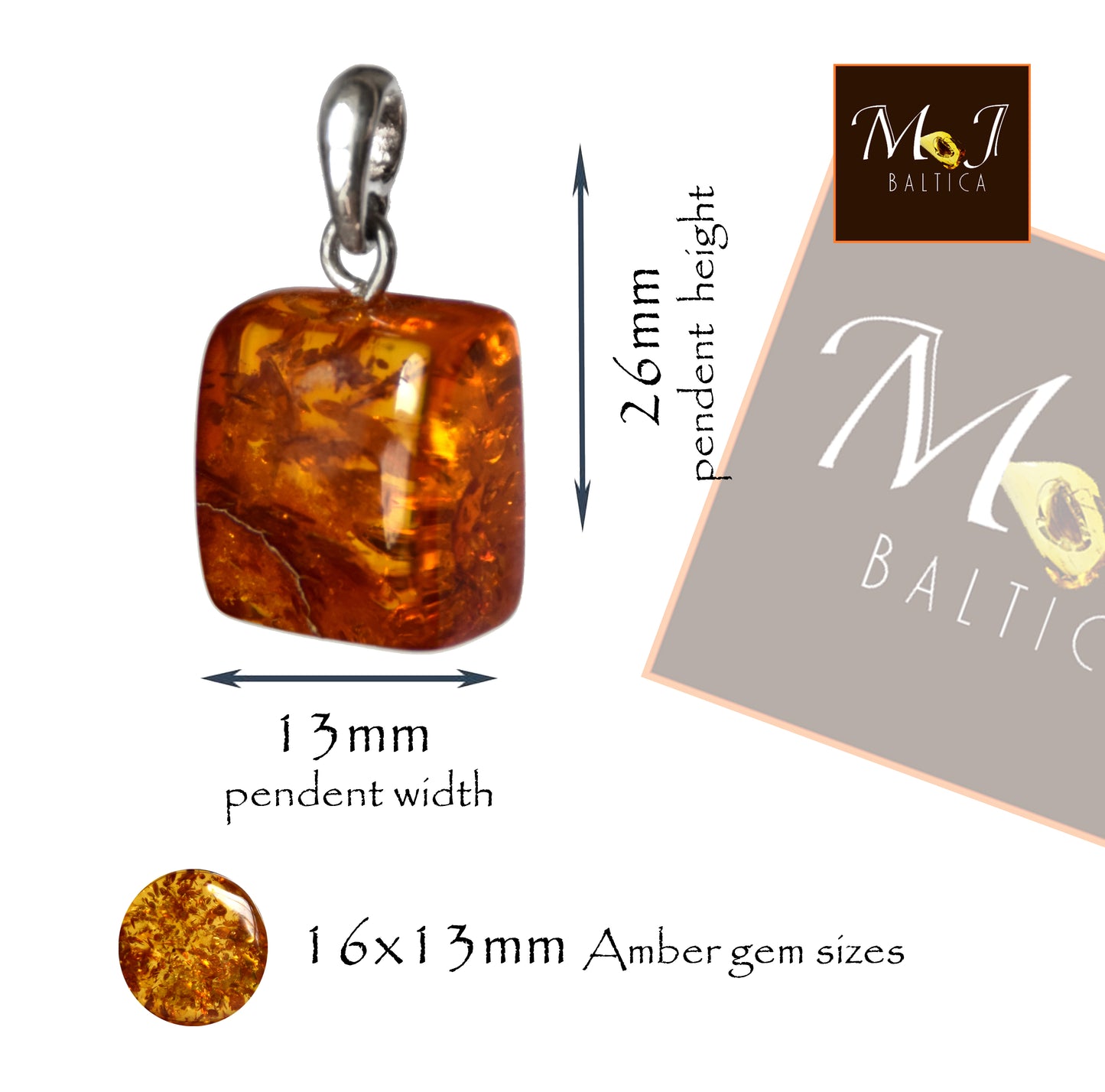 MJ Baltica, pendant, natural Baltic Amber, 925 Silver, unique, irregular, unisex, handcrafted, BW209