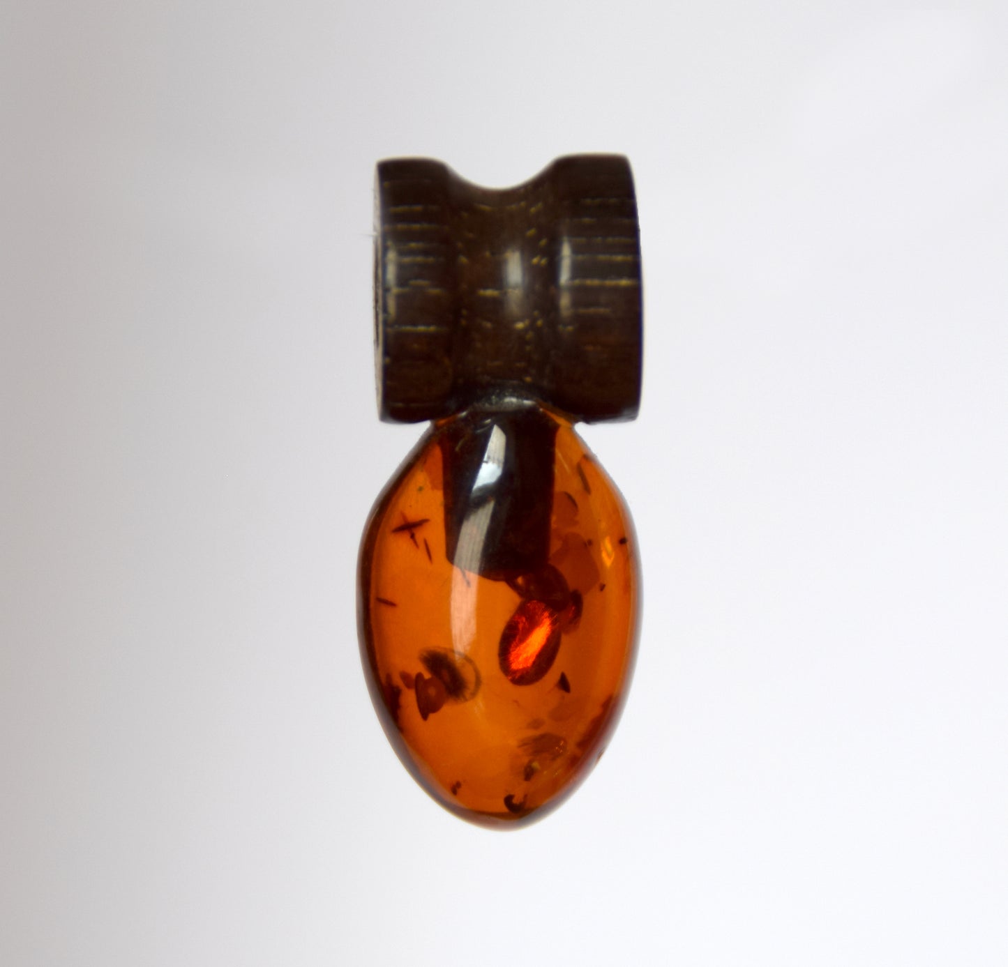 MJ Baltica, pendant, natural Baltic amber, 925 silver, unique, mahogany wood, unisex, handcrafted, BW210