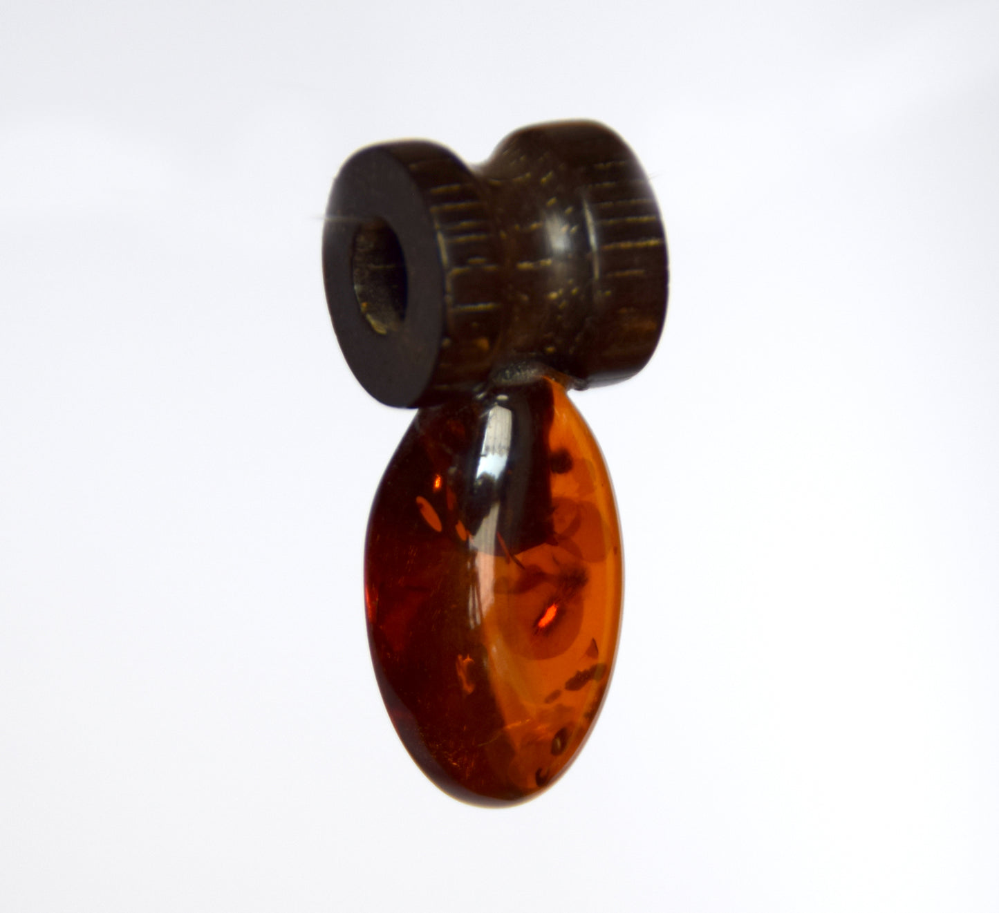 MJ Baltica, pendant, natural Baltic amber, 925 silver, unique, mahogany wood, unisex, handcrafted, BW210