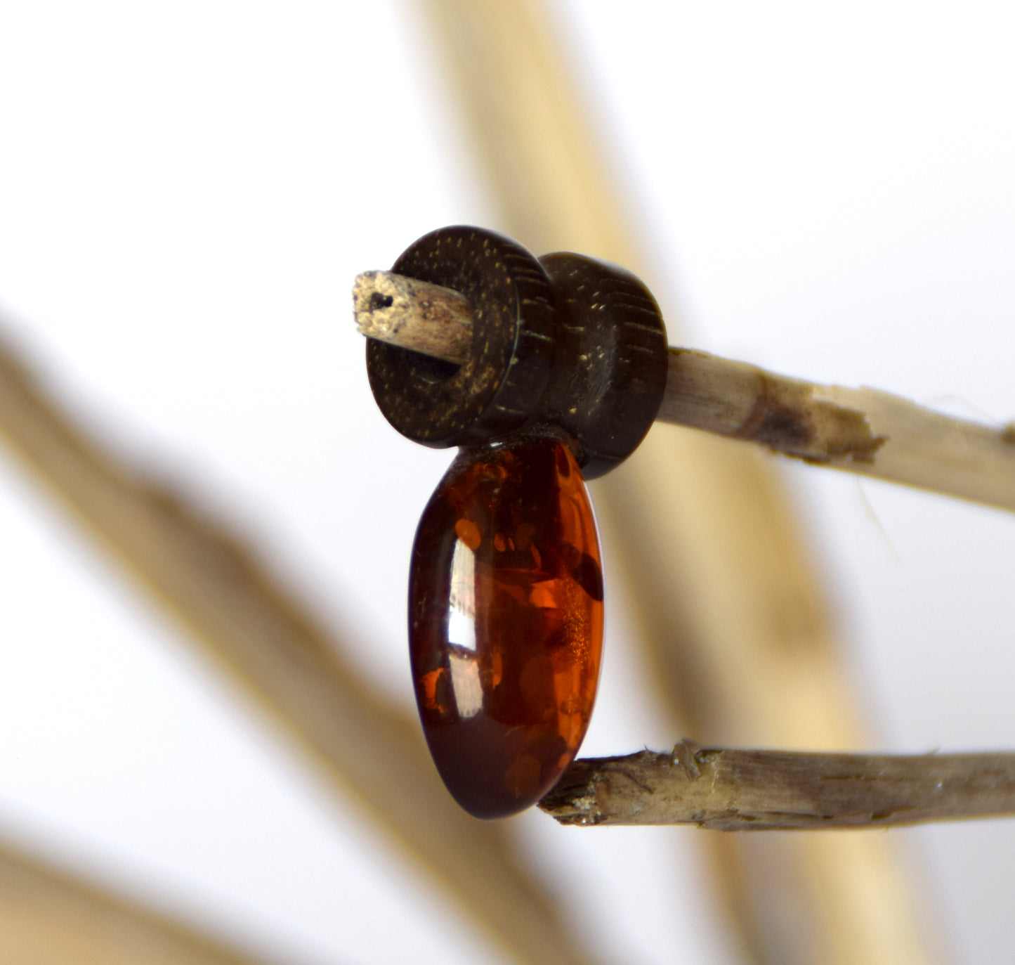 MJ Baltica, pendant, natural Baltic amber, 925 silver, unique, mahogany wood, unisex, handcrafted, BW210