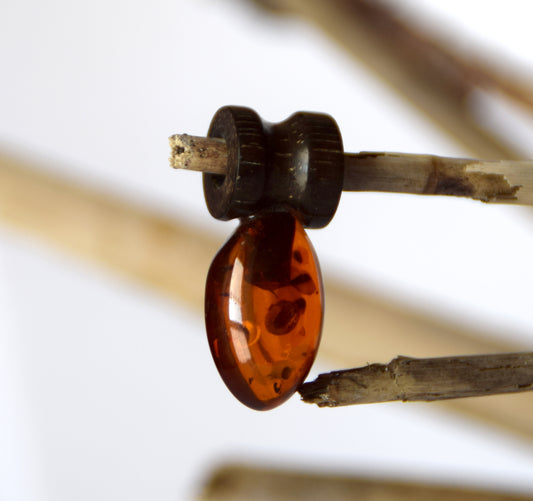 MJ Baltica, pendant, natural Baltic amber, 925 silver, unique, mahogany wood, unisex, handcrafted, BW210