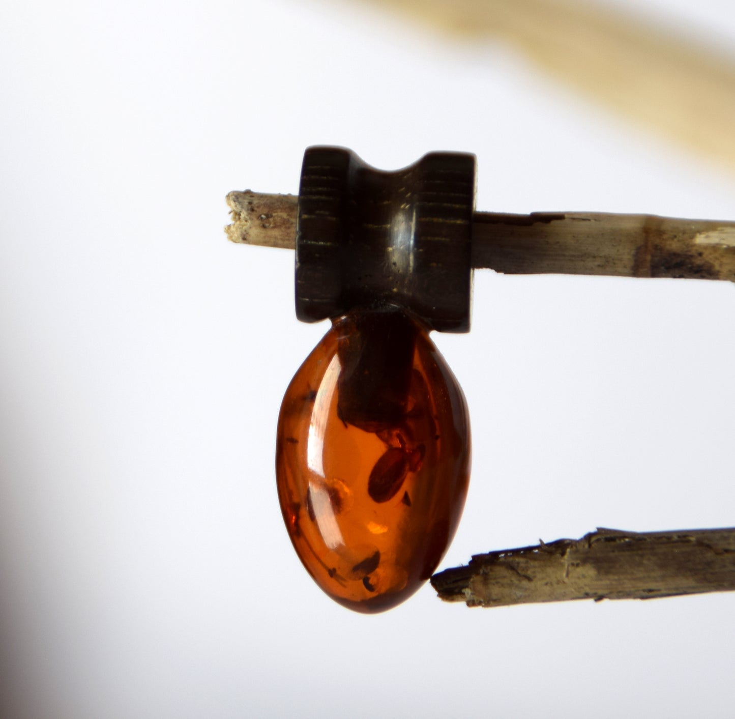 MJ Baltica, pendant, natural Baltic amber, 925 silver, unique, mahogany wood, unisex, handcrafted, BW210