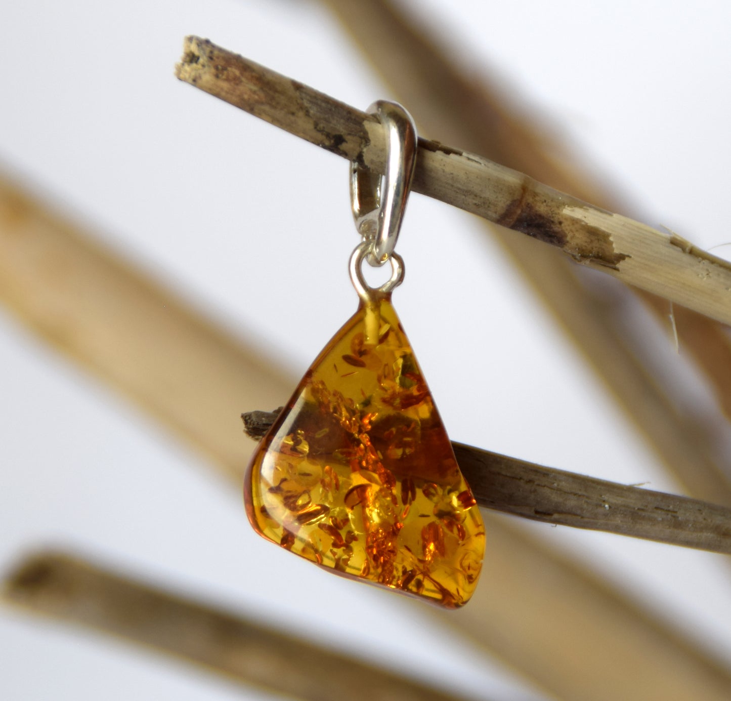 MJ Baltica, pendant, natural Baltic Amber, 925 Silver, unique, irregular, unisex, handcrafted, BW213