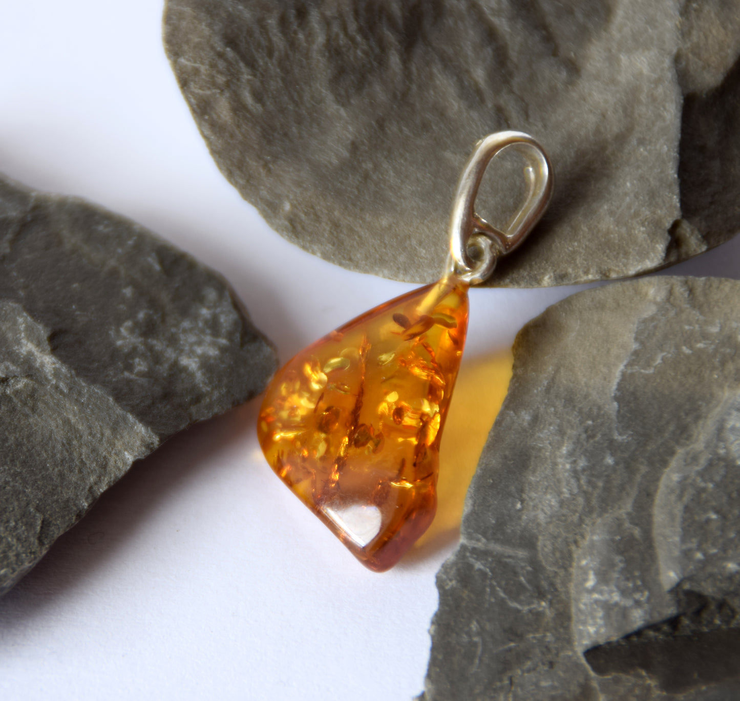 MJ Baltica, pendant, natural Baltic Amber, 925 Silver, unique, irregular, unisex, handcrafted, BW213