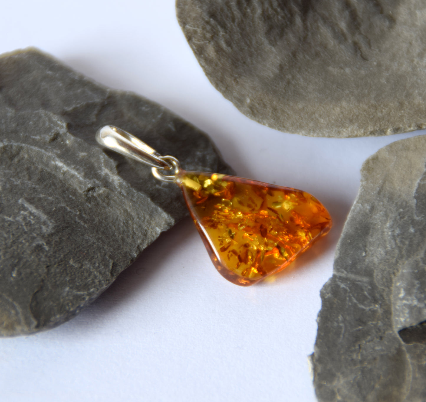 MJ Baltica, pendant, natural Baltic Amber, 925 Silver, unique, irregular, unisex, handcrafted, BW213