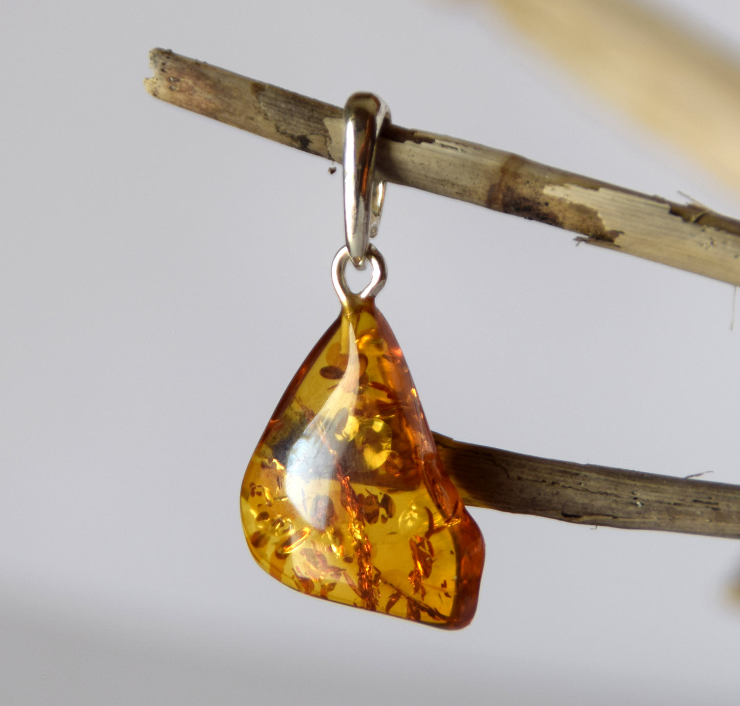 MJ Baltica, pendant, natural Baltic Amber, 925 Silver, unique, irregular, unisex, handcrafted, BW213