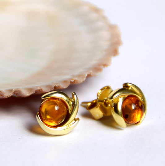 MJ Baltica, earrings, natural Baltic Amber, Silver, 14k Gold plated, handcrafted, unique, BZK033