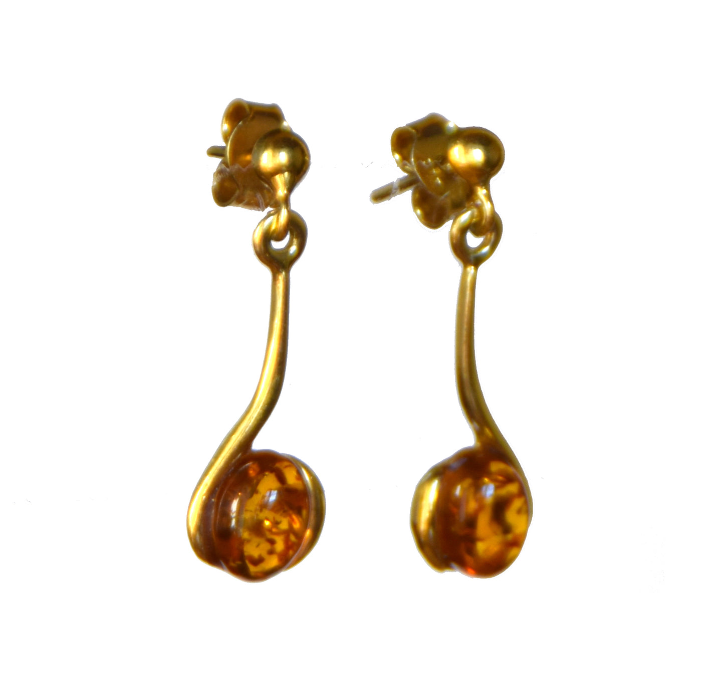 MJ Baltica, earrings, natural Baltic Amber, 925 Silver, 14k Gold plated, pendants, luminous, fine, BZK053