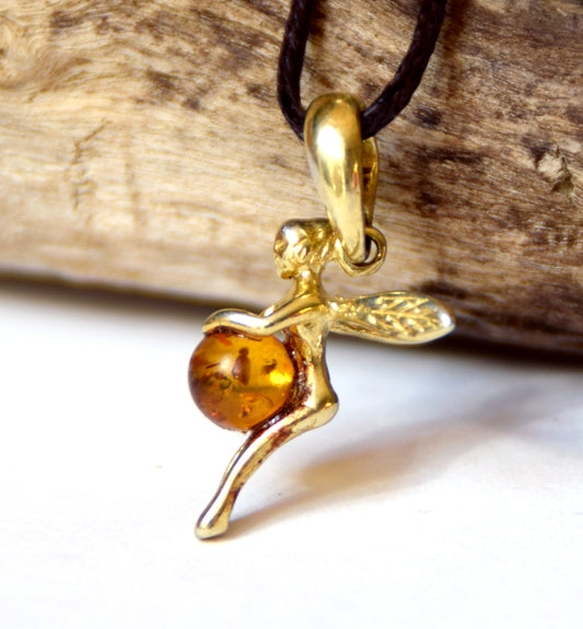 MJ Baltica, pendant, 925 Silver, 14k Gold plated, Natural Baltic Amber, handcrafted BZW021